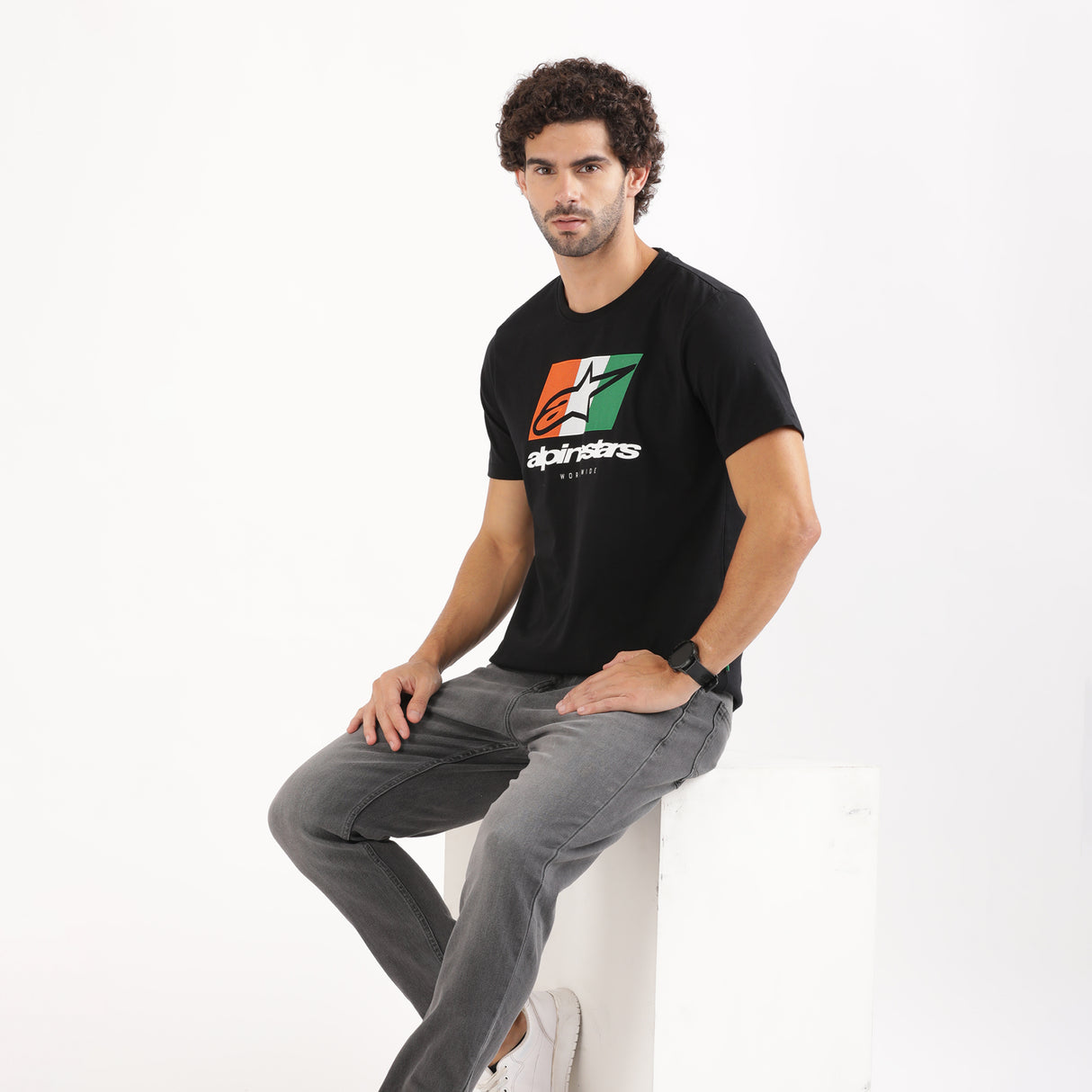 TVS Racing x Alpinestars Crew Neck T-Shirt-100% Soft Combed Cotton, Breathable & Anti-Microbial Fabric, Non-PVC Print, No-Chafe Skin-Friendly Comfort for Racing & Casual Everyday Wear