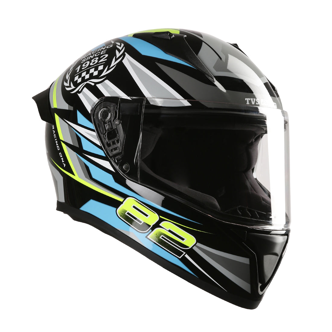 TVS Racing Titan Series Full Face Helmet for Men | Premium Bike Helmets with ABS Shell, UV Paint | Quick Release System | Aerodynamic Design | DOT & ISI Certified (Green)