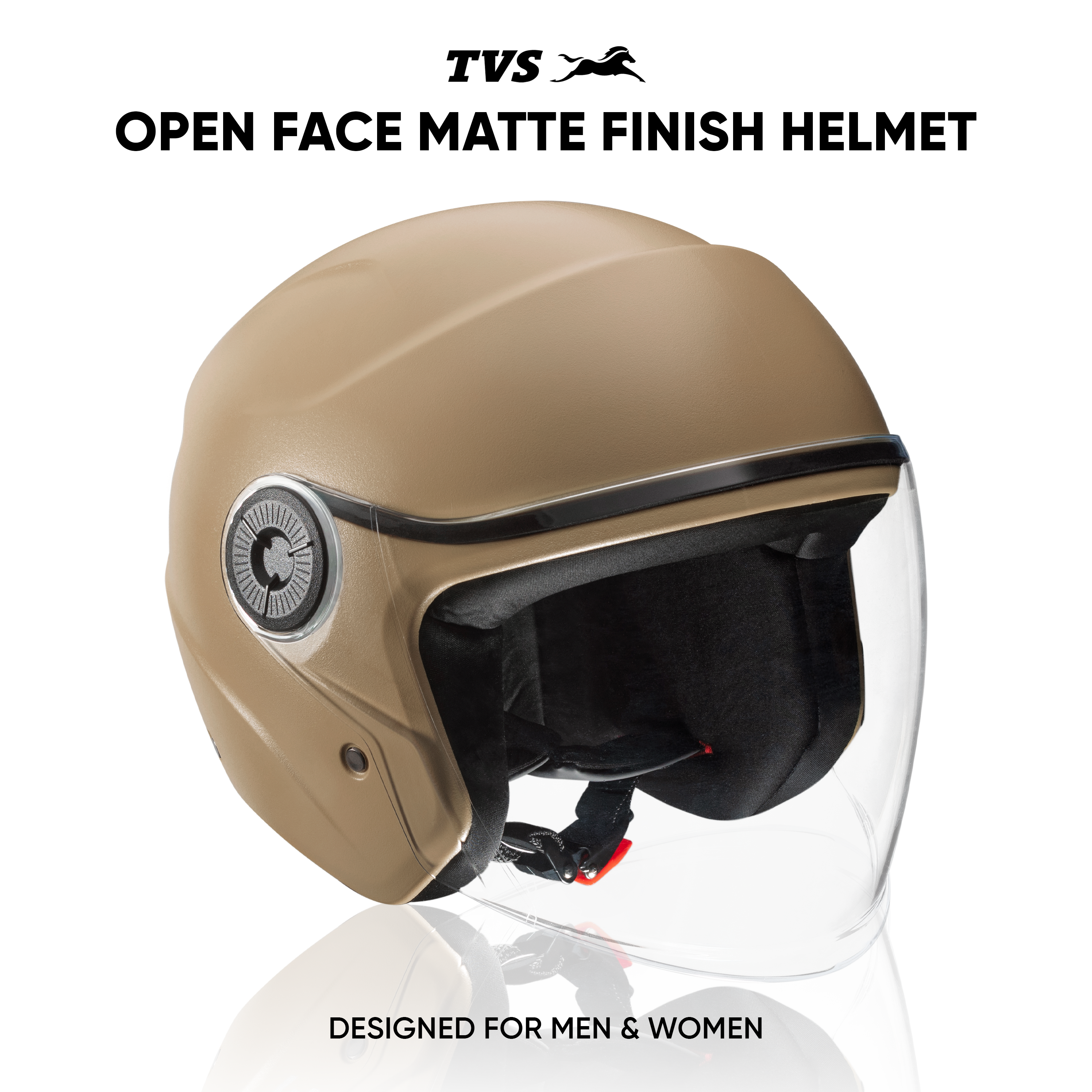 TVS Ace ISI Certified Open Face Matte Finish Helmet with Full Coverage Visor for Men and Women | Available in Eight Colors