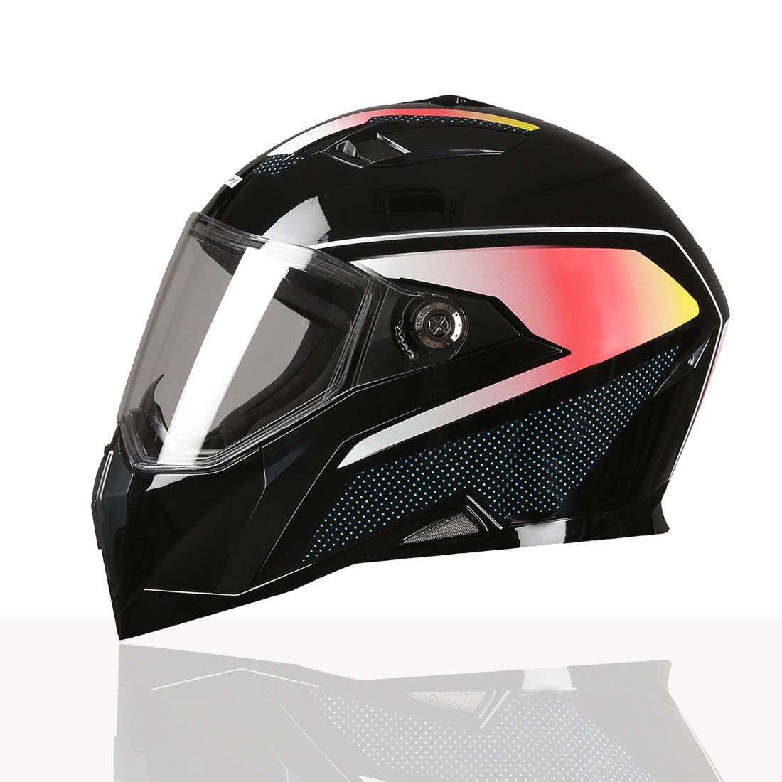 TVS Racing Anti Matter Full Face Helmet for Bike & Motorcycle Riders-DOT & ISI Certified-Lightweight ABS Shell, UV Resistant-Ventilated Comfort Liner, Quick-Release Visor & Chin Strap (Glossy Black Red)