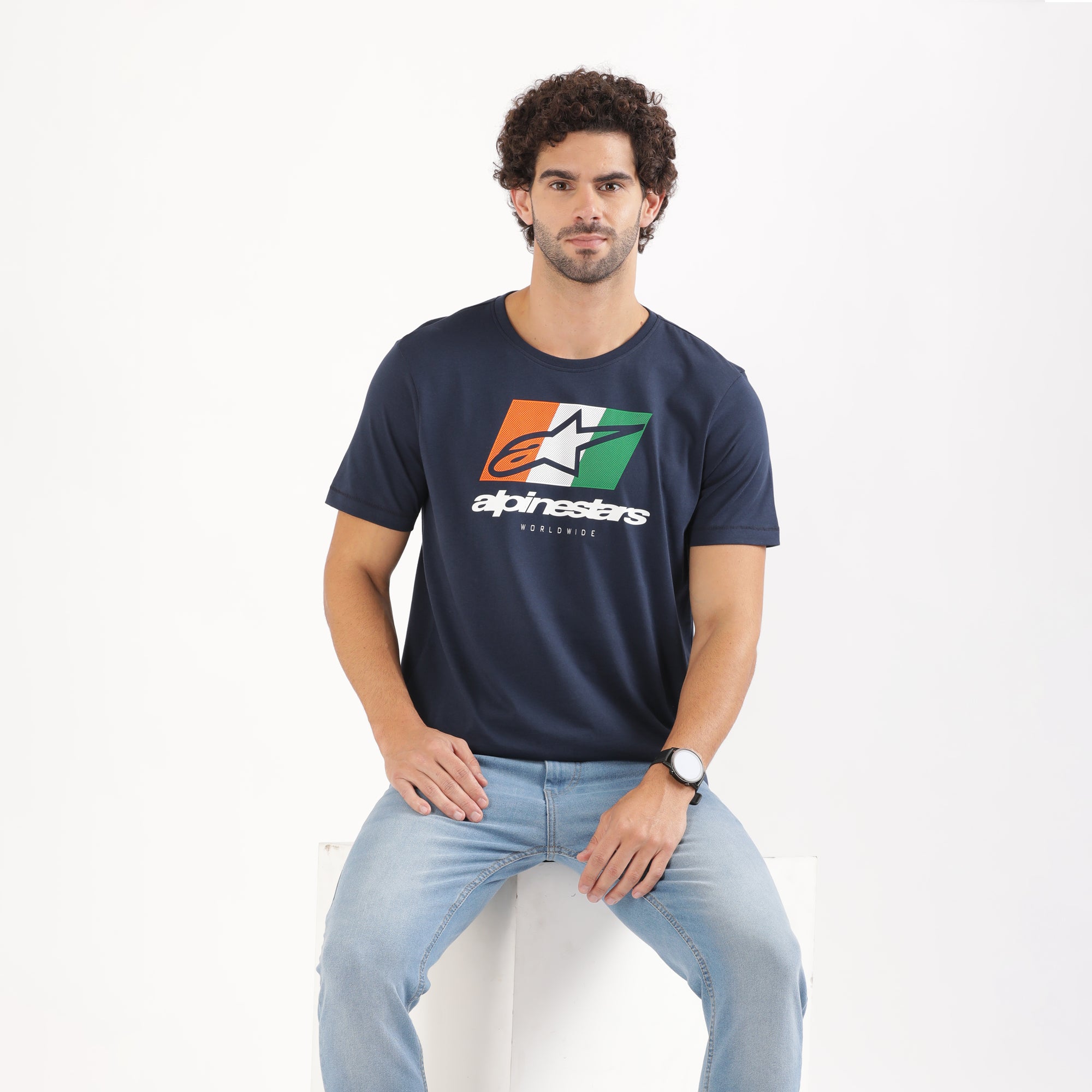 TVS Racing x Alpinestars Crew Neck T-Shirt-100% Soft Combed Cotton, Breathable & Anti-Microbial Fabric, Non-PVC Print, No-Chafe Skin-Friendly Comfort for Racing & Casual Everyday Wear