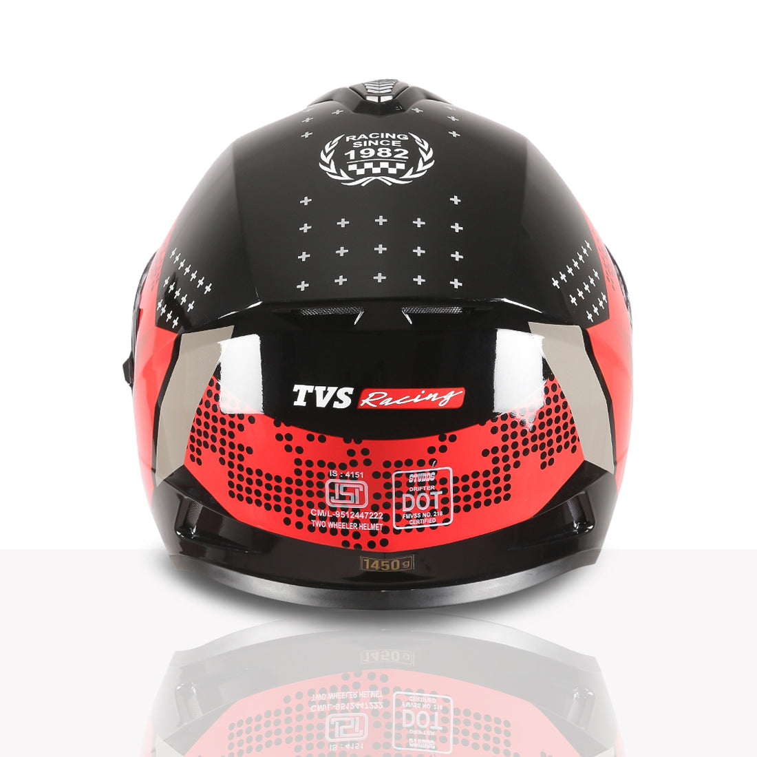 TVS Racing Phantom Series Full Face Dual Visor Helmet for Men | Premium Bike Helmets with ABS Shell, UV Paint | Quick Release System | Aerodynamic Design | DOT & ISI Certified (Black V1)