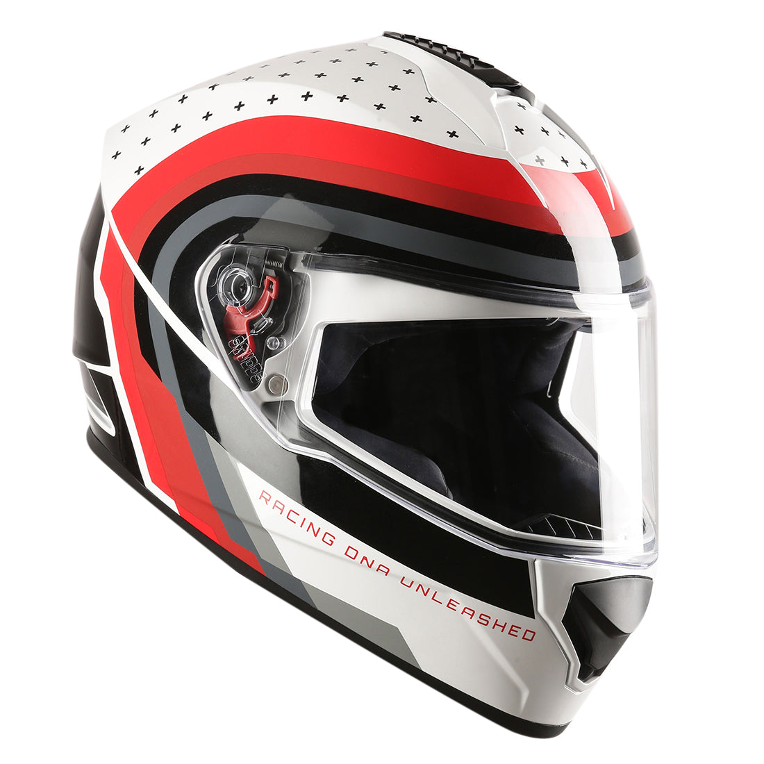 TVS Racing Phantom Series Full Face Dual Visor Helmet for Men | Premium Bike Helmets with ABS Shell, UV Paint | Quick Release System | Aerodynamic Design | DOT & ISI Certified (White)