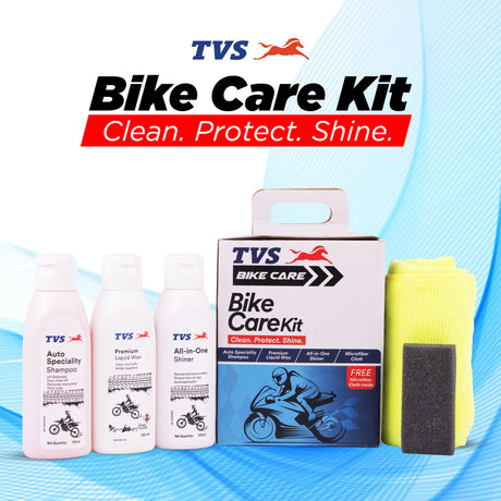 TVS Bike Care Kit Contains Shampoo, Liquid Wax, Shiner and Microfiber Cloth