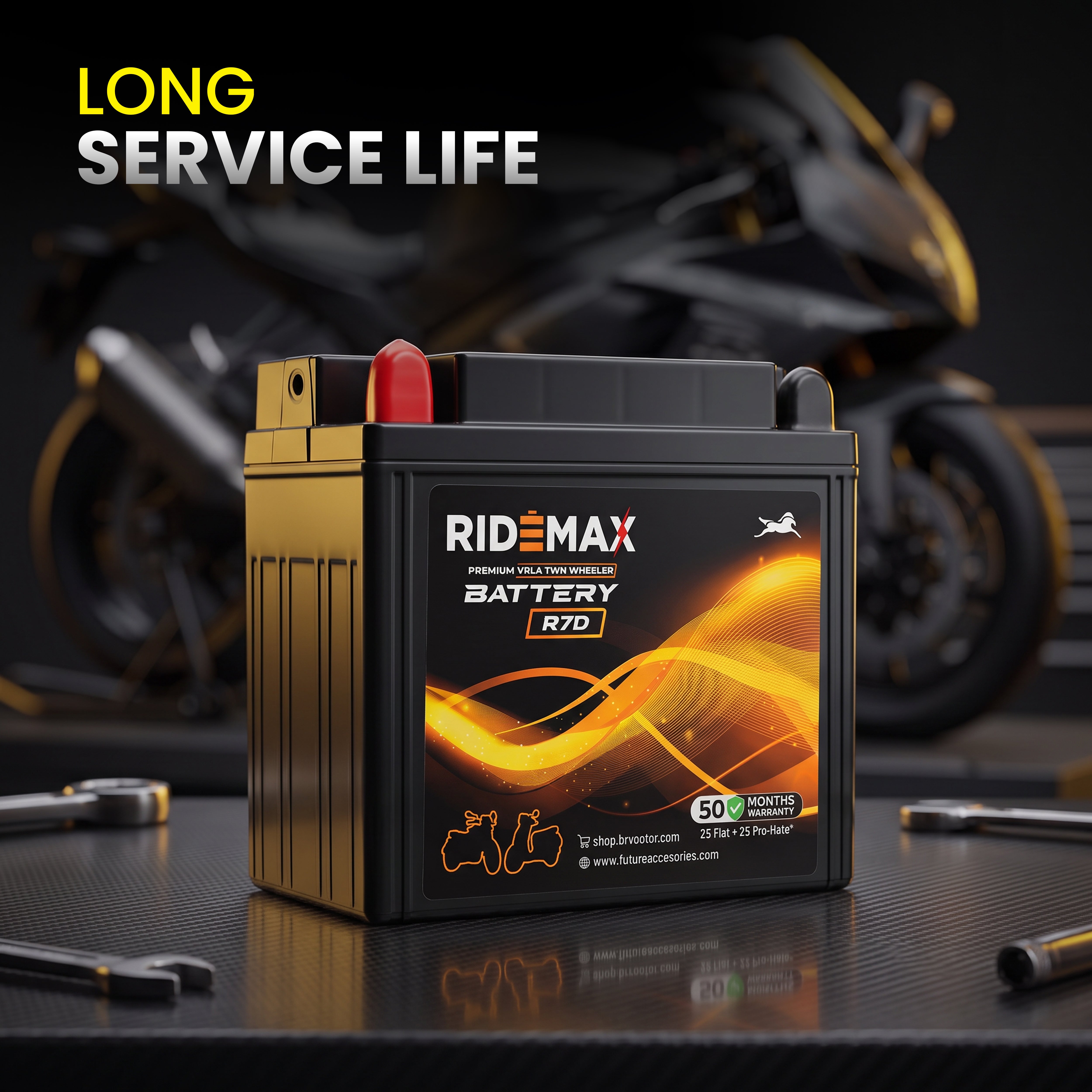 RideMax Premium VRLA 12 Volt Two Wheeler Battery R7D