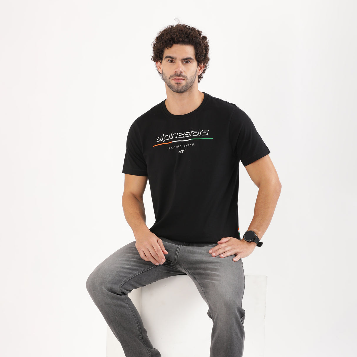 TVS Racing x Alpinestars Crew Neck T-Shirt-100% Soft Combed Cotton, Breathable & Anti-Microbial Fabric, Non-PVC Print, No-Chafe Skin-Friendly Comfort for Racing & Casual Everyday Wear