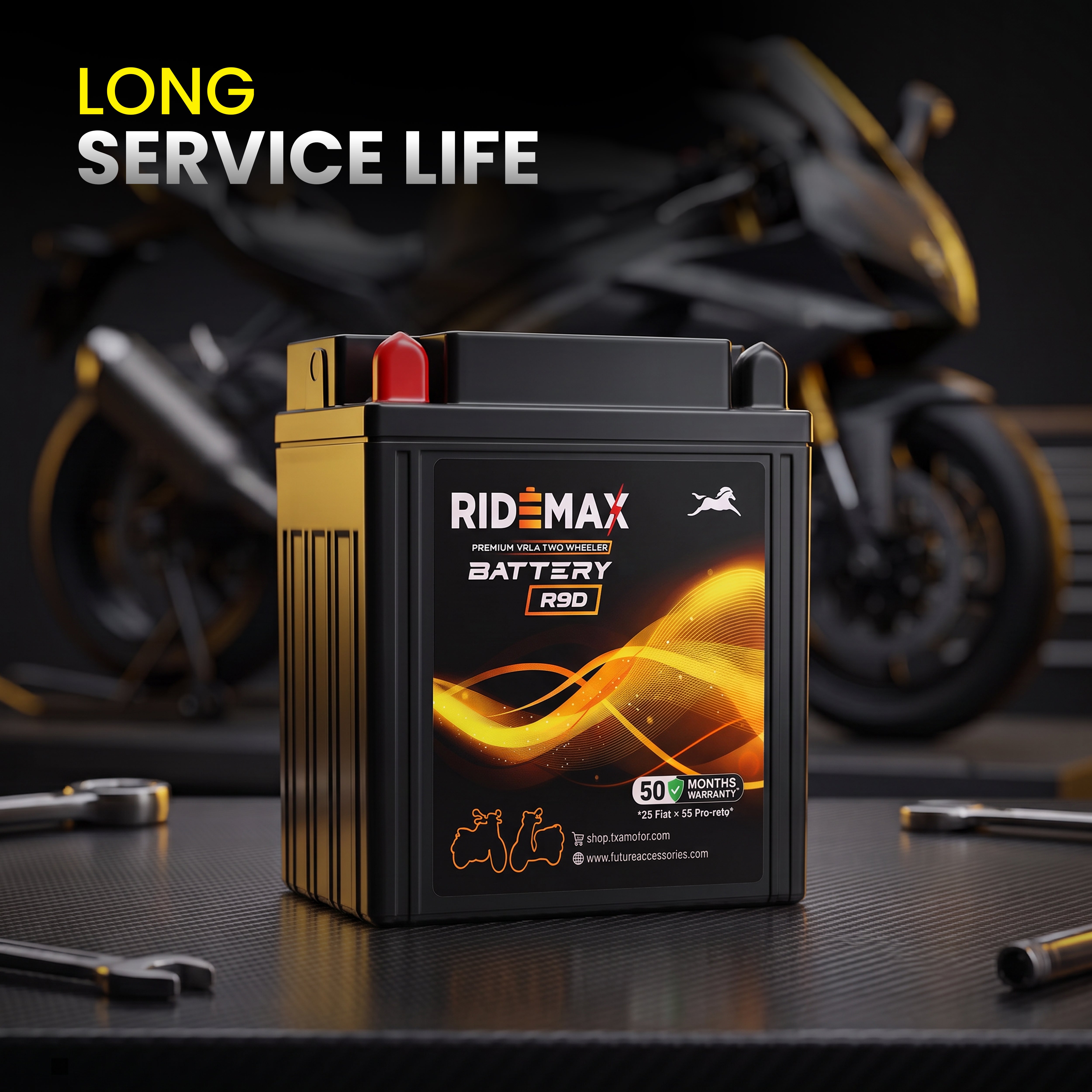 RideMax Premium VRLA 12 Volt Two Wheeler Battery R9D