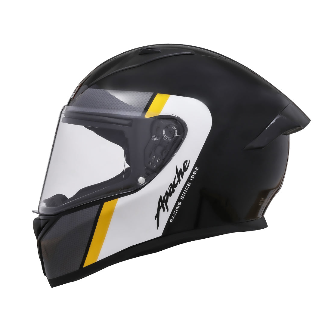 TVS Apache Full Face helmet - Color: Black, White & Yellow Strip