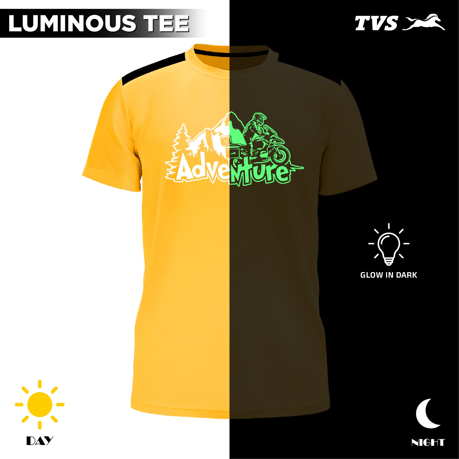 TVS Adventure Round Neck Radium Print T-shirt