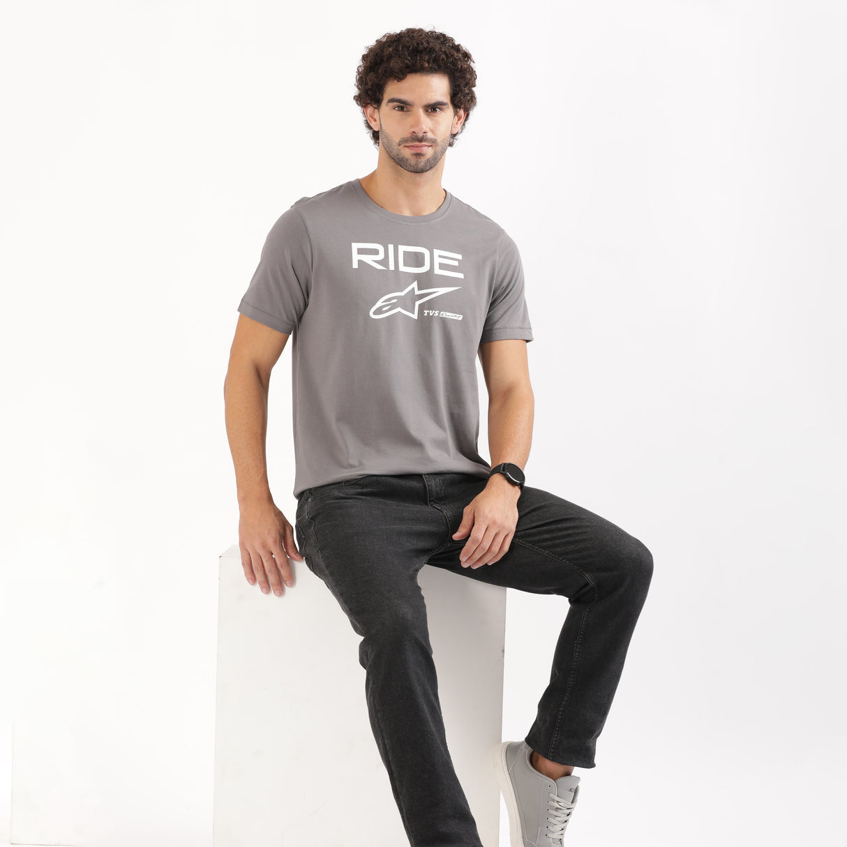 TVS Racing x Alpinestars Crew Neck T-Shirt-100% Soft Combed Cotton, Breathable & Anti-Microbial Fabric, Non-PVC Print, No-Chafe Skin-Friendly Comfort for Racing & Casual Everyday Wear