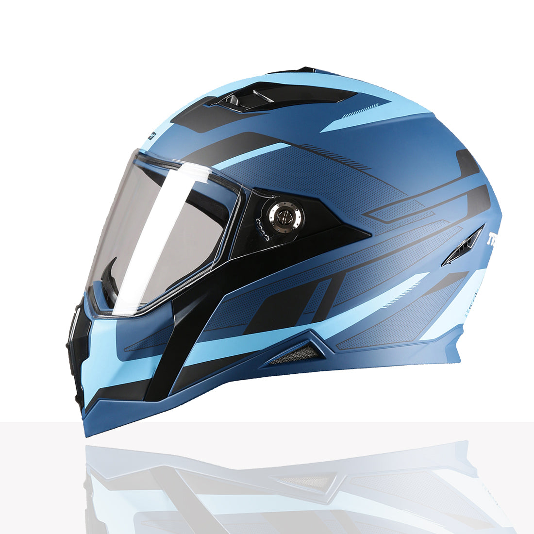 TVS Racing Anti Matter Full Face Helmet for Bike & Motorcycle Riders-DOT & ISI Certified-Lightweight ABS Shell, UV Resistant-Ventilated Comfort Liner, Quick-Release Visor & Chin Strap (Blue)