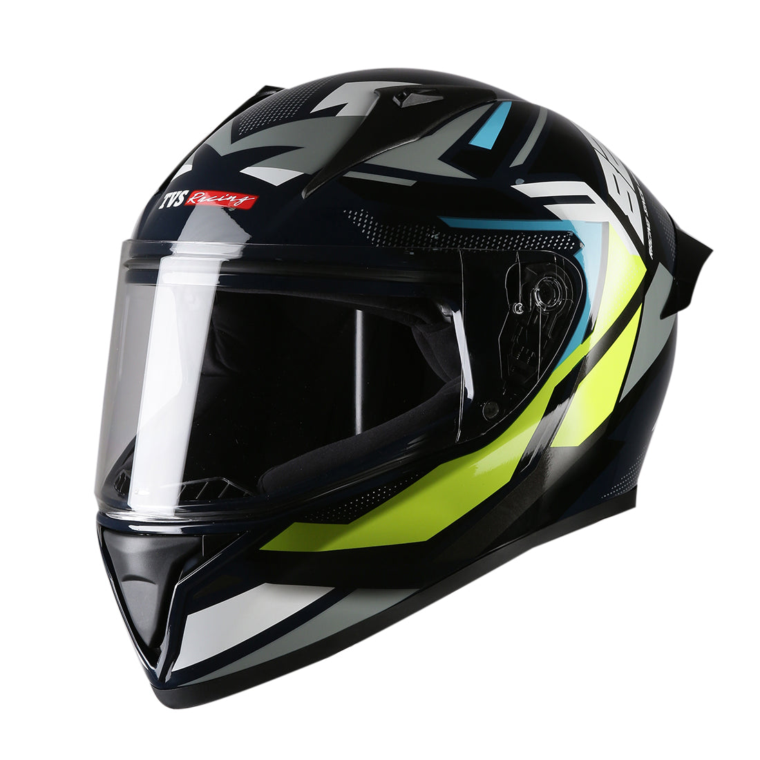 TVS Racing Titan Series Full Face Helmet for Men | Premium Bike Helmets with ABS Shell, UV Paint | Quick Release System | Aerodynamic Design | DOT & ISI Certified (Black)