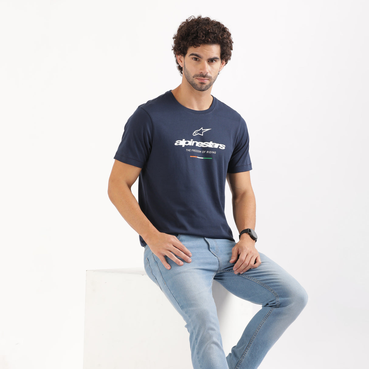 TVS Racing x Alpinestars Crew Neck T-Shirt-100% Soft Combed Cotton, Breathable & Anti-Microbial Fabric, Non-PVC Print, No-Chafe Skin-Friendly Comfort for Racing & Casual Everyday Wear