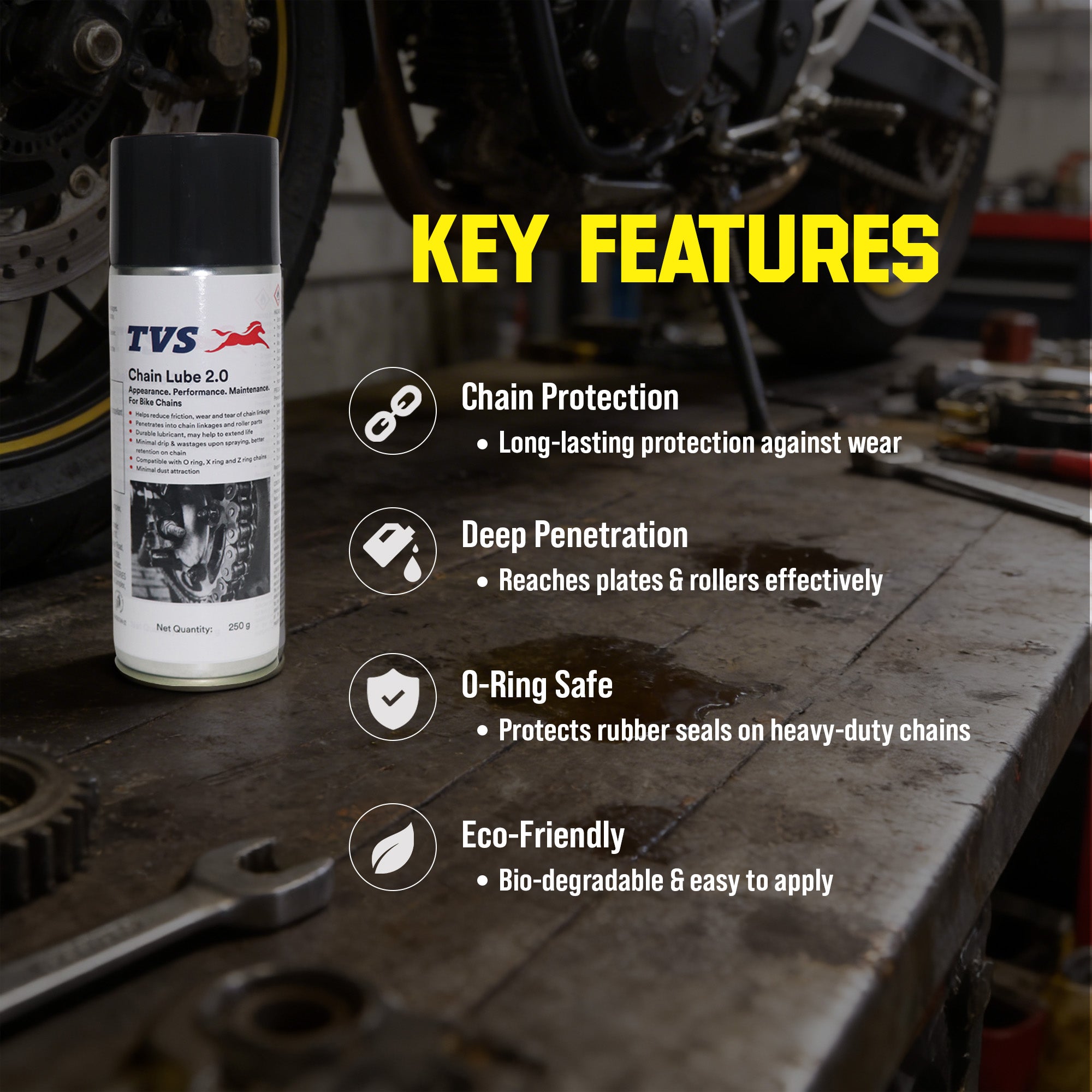TVS Chain Lube 2.0 - 250Gm. | Precision Lubrication for Peak Chain Performance