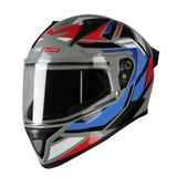 TVS Racing Titan Series Full Face Helmet for Men | Premium Bike Helmets with ABS Shell, UV Paint | Quick Release System | Aerodynamic Design | DOT & ISI Certified (Red & Blue)