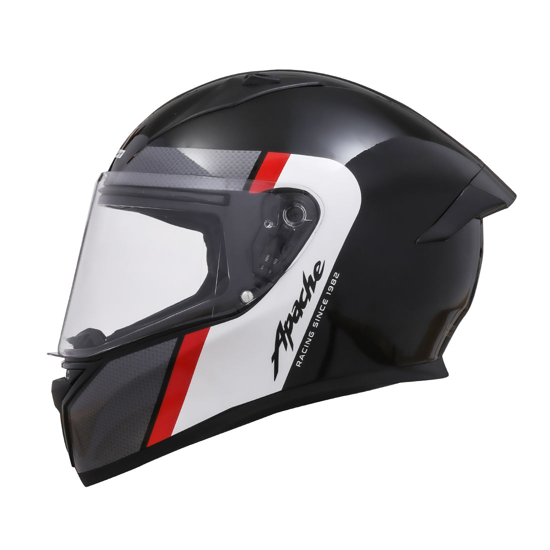 TVS Apache Full Face Helmet | Color: Black, Red & White Strip