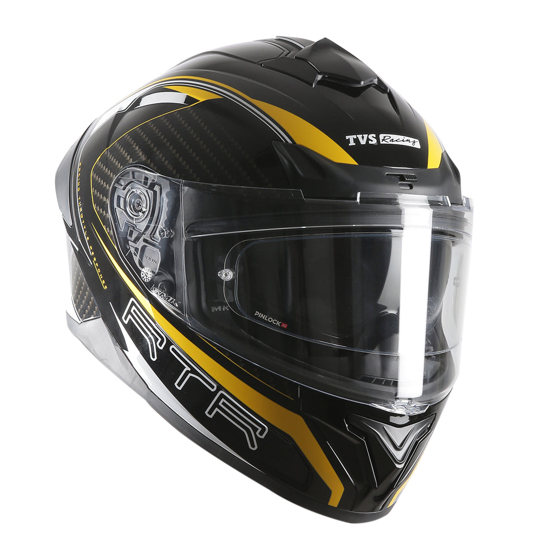 TVS Racing Hurricane Series Full Face Dual Visor Helmet for Men | Premium Bike Helmets with ABS Shell, UV Paint | Quick Release System | Aerodynamic Design | ECE, DOT & ISI Certified (Yellow)