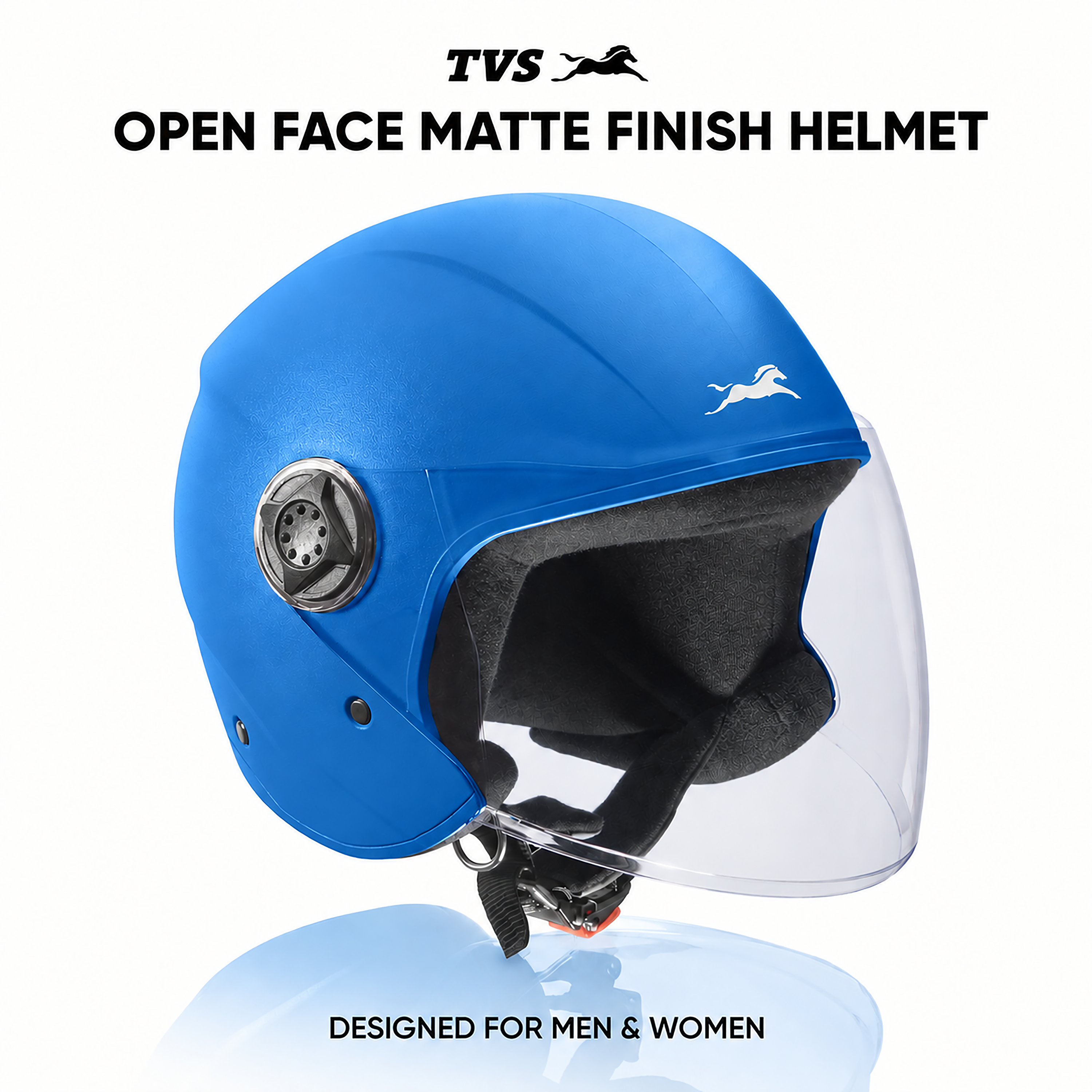 TVS Fit Open Face Long Visor Unisex Helmet | ISI Certified, Matte Finish and Light Weight Available in Multiple Colors