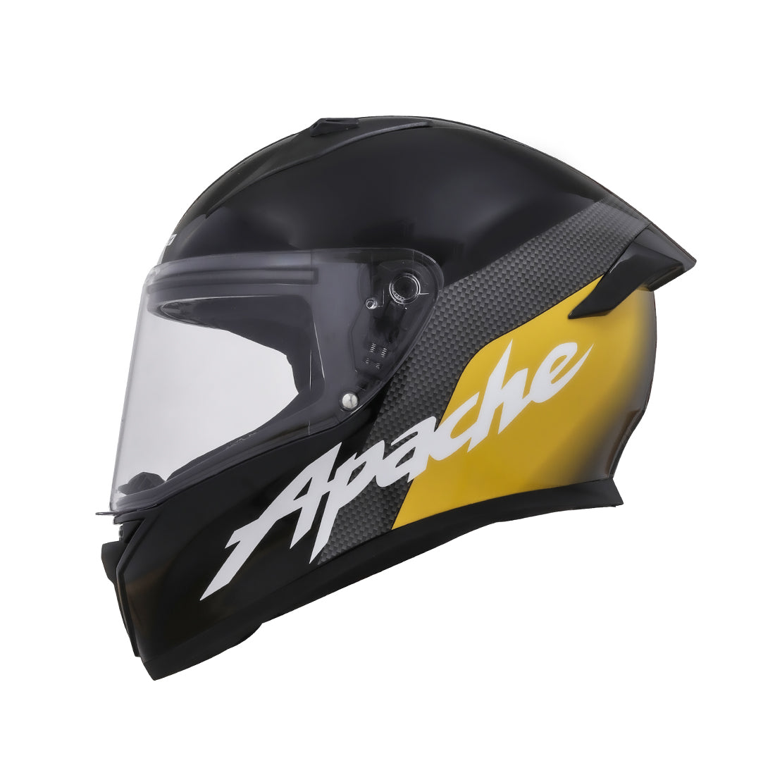 TVS Apache Full Face Helmet - Color: Black, Yellow Strip