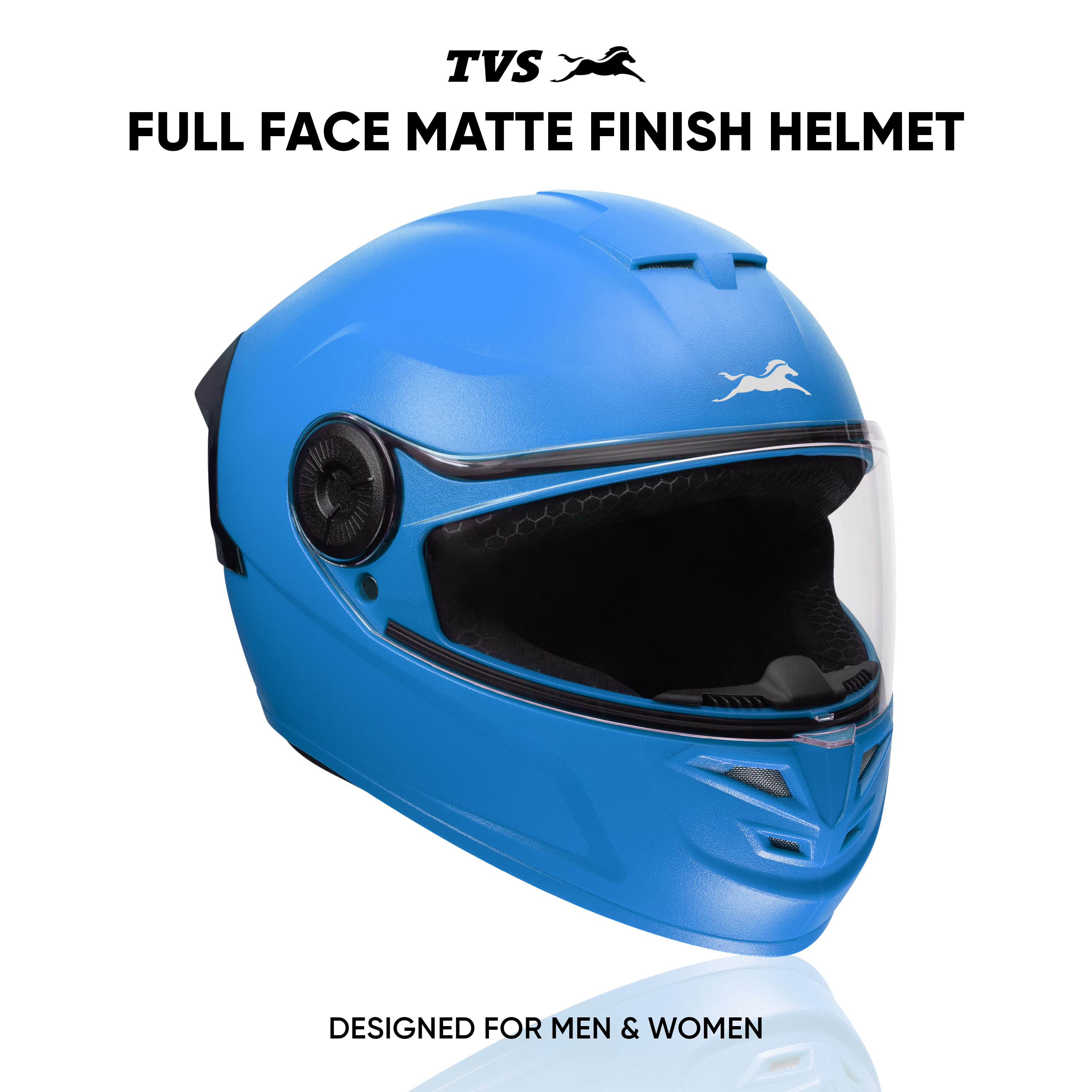 TVS Arc Full Face Matte Finish Helmet for Men & Women, ISI Certified and Lightweight ABS Shell with Clear Scratch-Resistant Visor