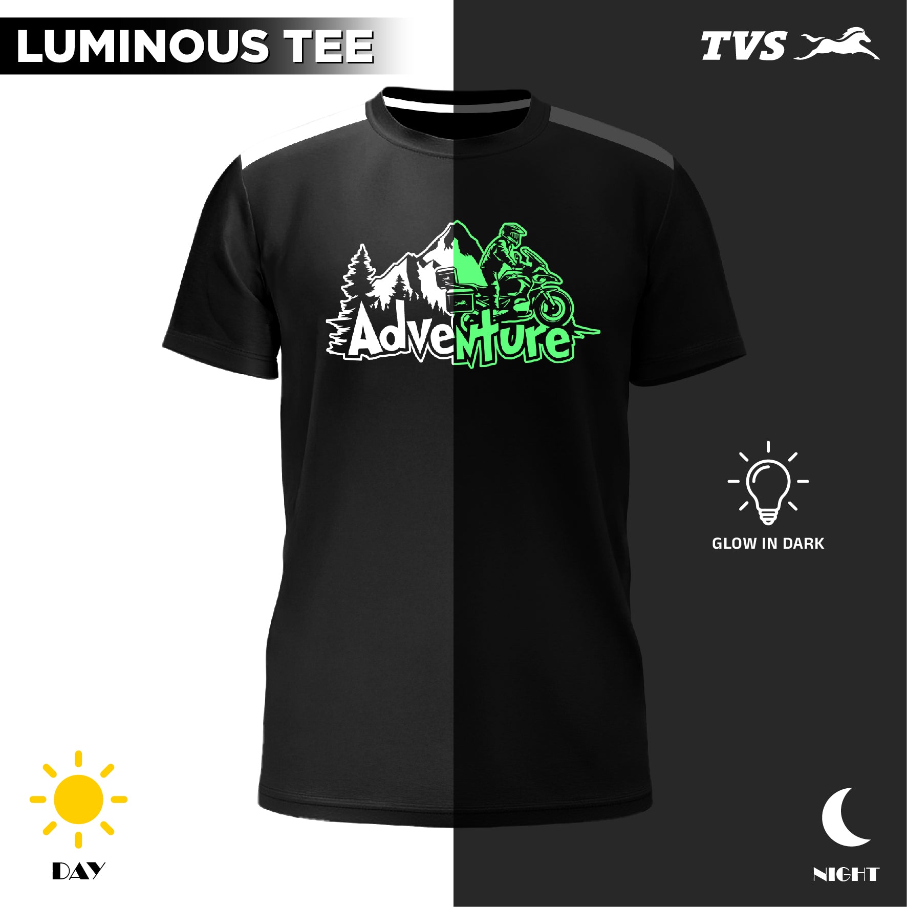 TVS Adventure Round Neck Radium Print T-shirt
