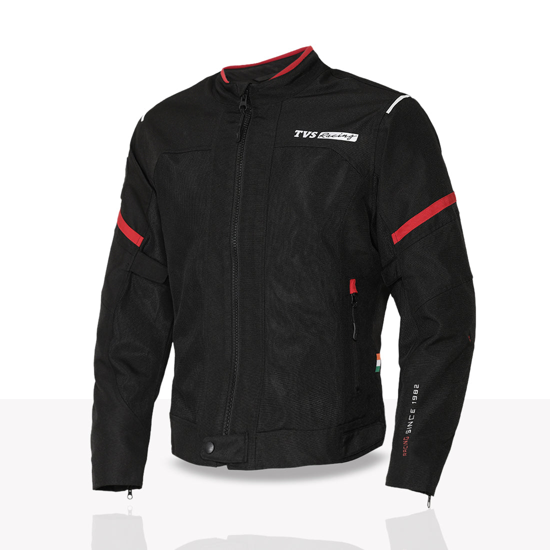 TVS Racing Tech-Core Road Jacket for Men | CE2 armour <5kN at Shoulders Elbows and Back | 600D Chassis | 310gsm Vent Mesh | High-Vis Reflective Tech| YKK zippers | Engineered for bikers