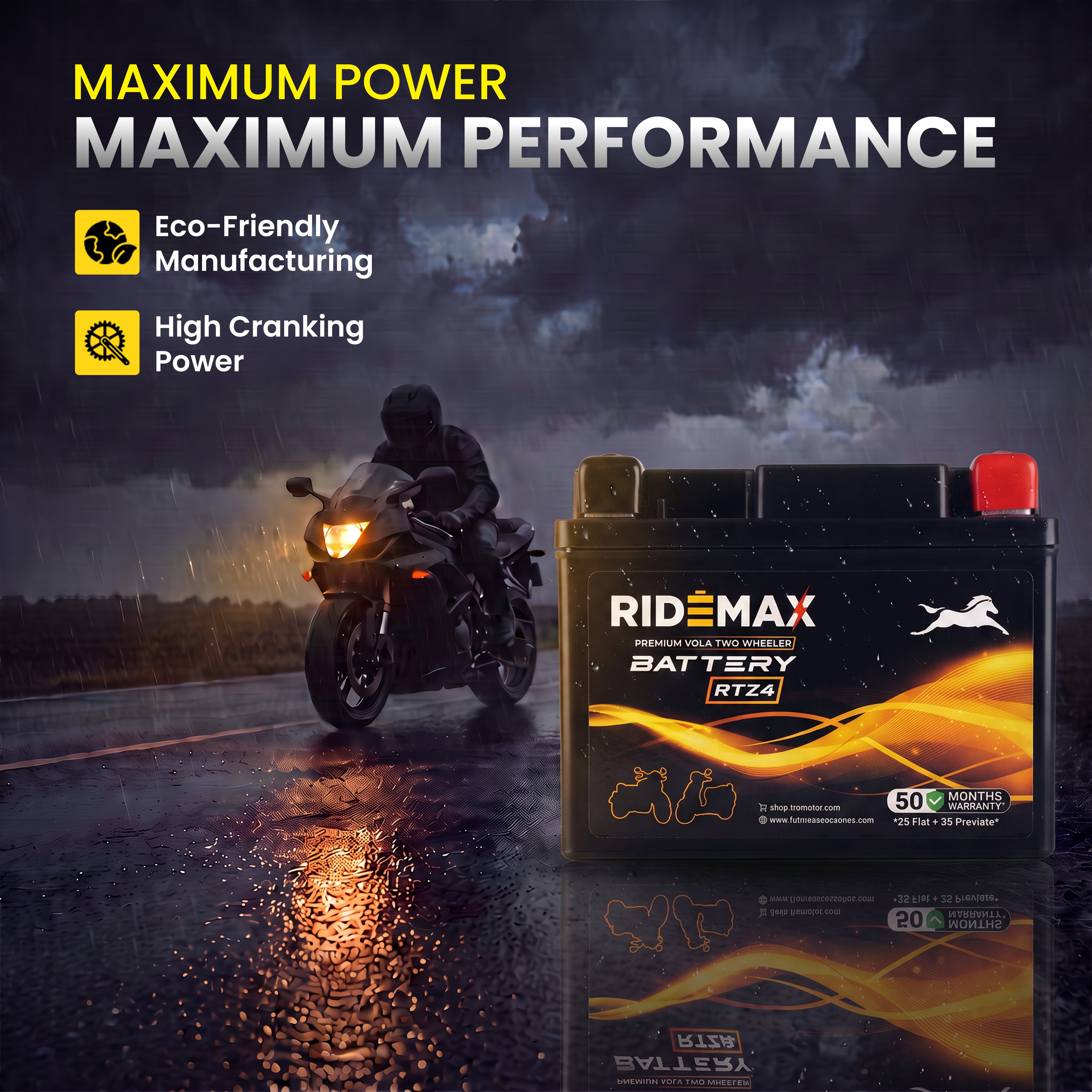 RideMax Premium VRLA 12 Volt Two Wheeler Battery RTZ4