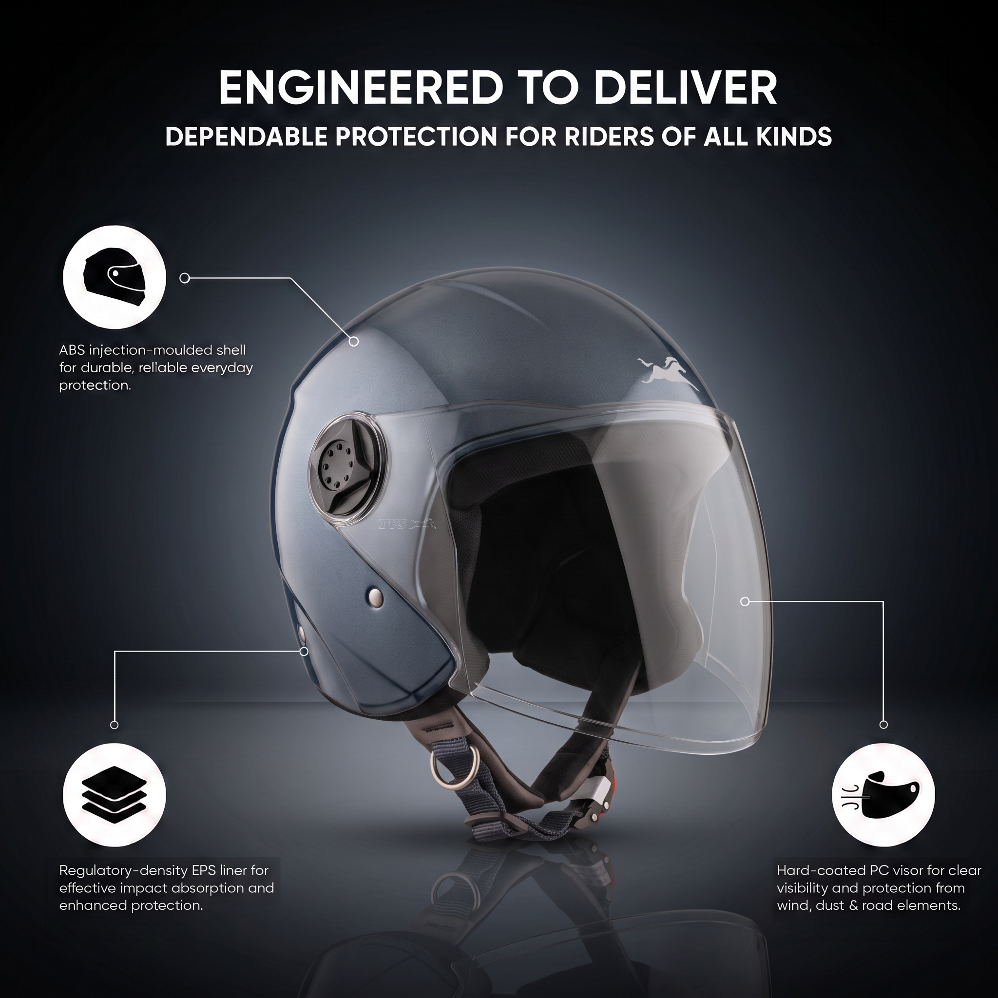 TVS iQube Open Face Helmet | ISI Certified, Lightweight & Comfortable Design