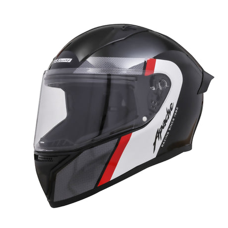 TVS Apache Full Face Helmet | Color: Black, Red & White Strip