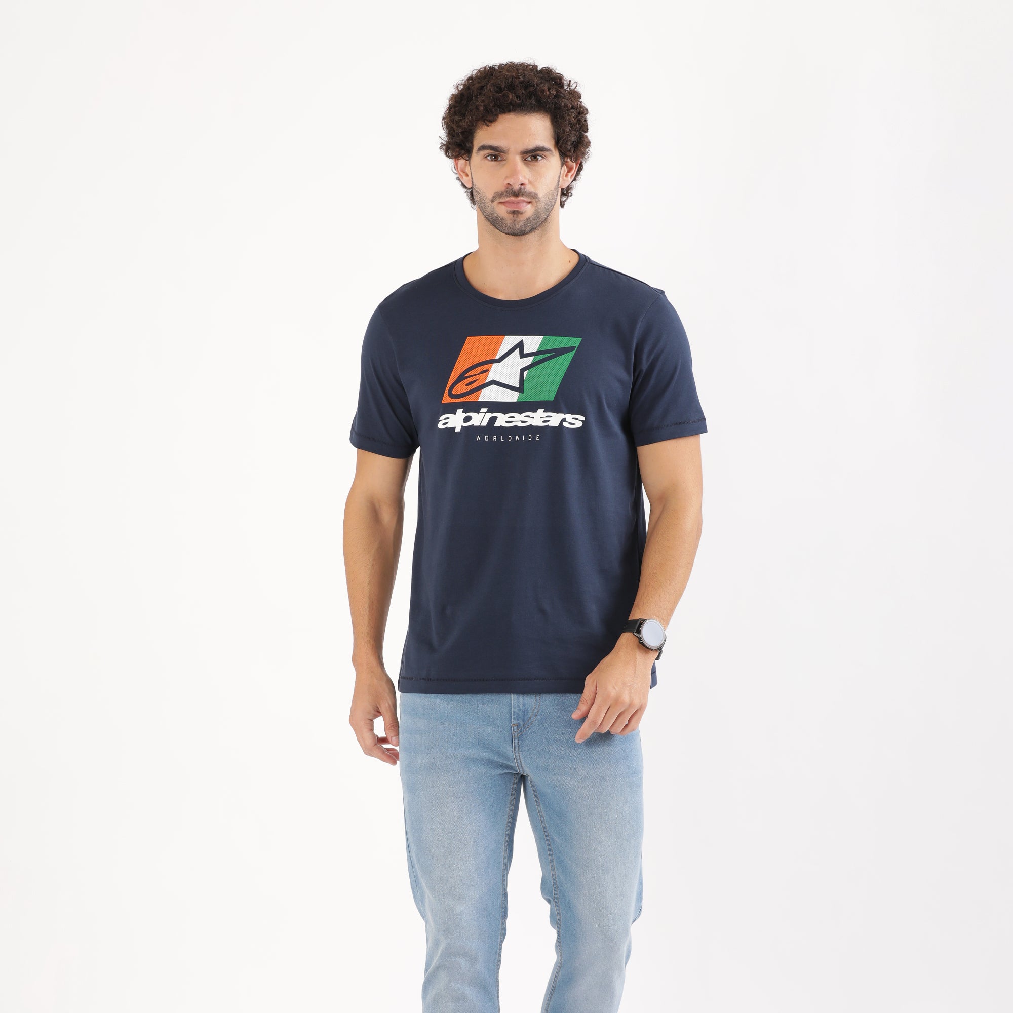 TVS Racing x Alpinestars Crew Neck T-Shirt-100% Soft Combed Cotton, Breathable & Anti-Microbial Fabric, Non-PVC Print, No-Chafe Skin-Friendly Comfort for Racing & Casual Everyday Wear