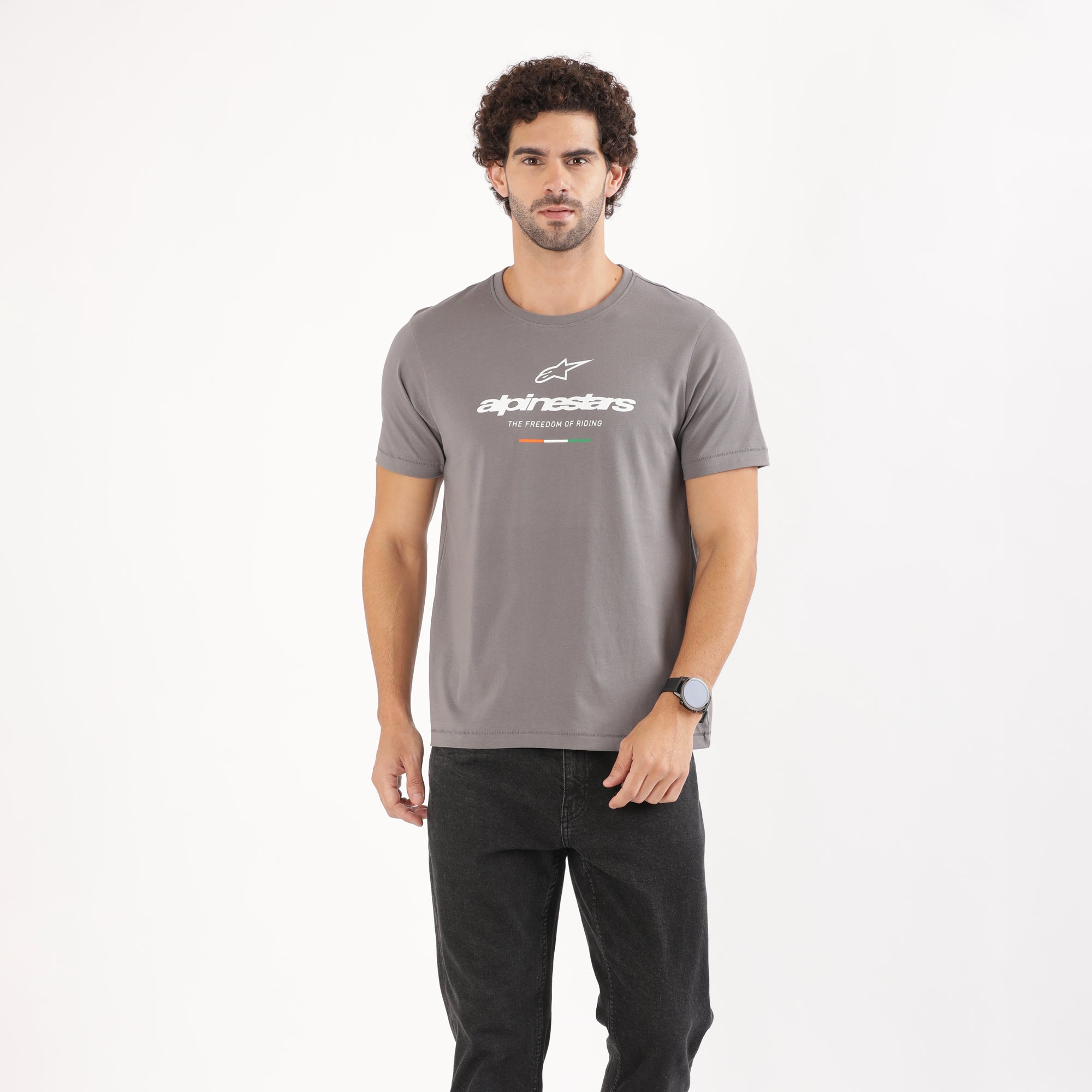 TVS Racing x Alpinestars Crew Neck T-Shirt-100% Soft Combed Cotton, Breathable & Anti-Microbial Fabric, Non-PVC Print, No-Chafe Skin-Friendly Comfort for Racing & Casual Everyday Wear