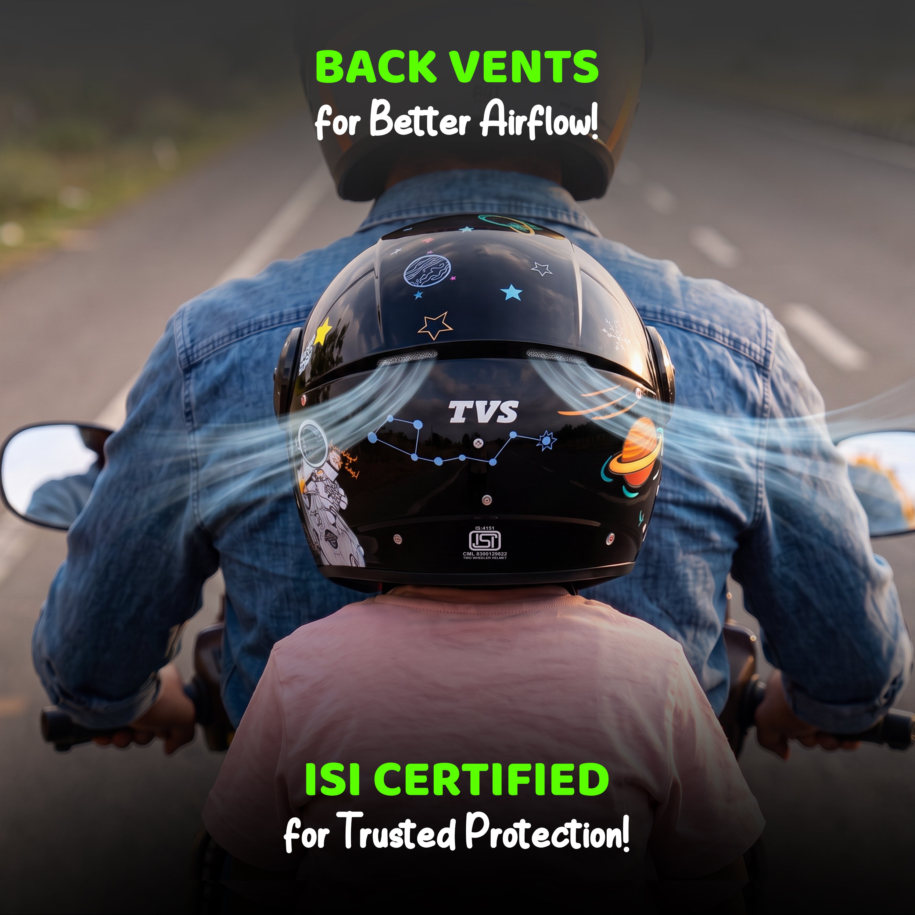 TVS Astro Kids Open Face Helmet – Lightweight, ISI Certified, Comfortable & Durable Helmet for Kids