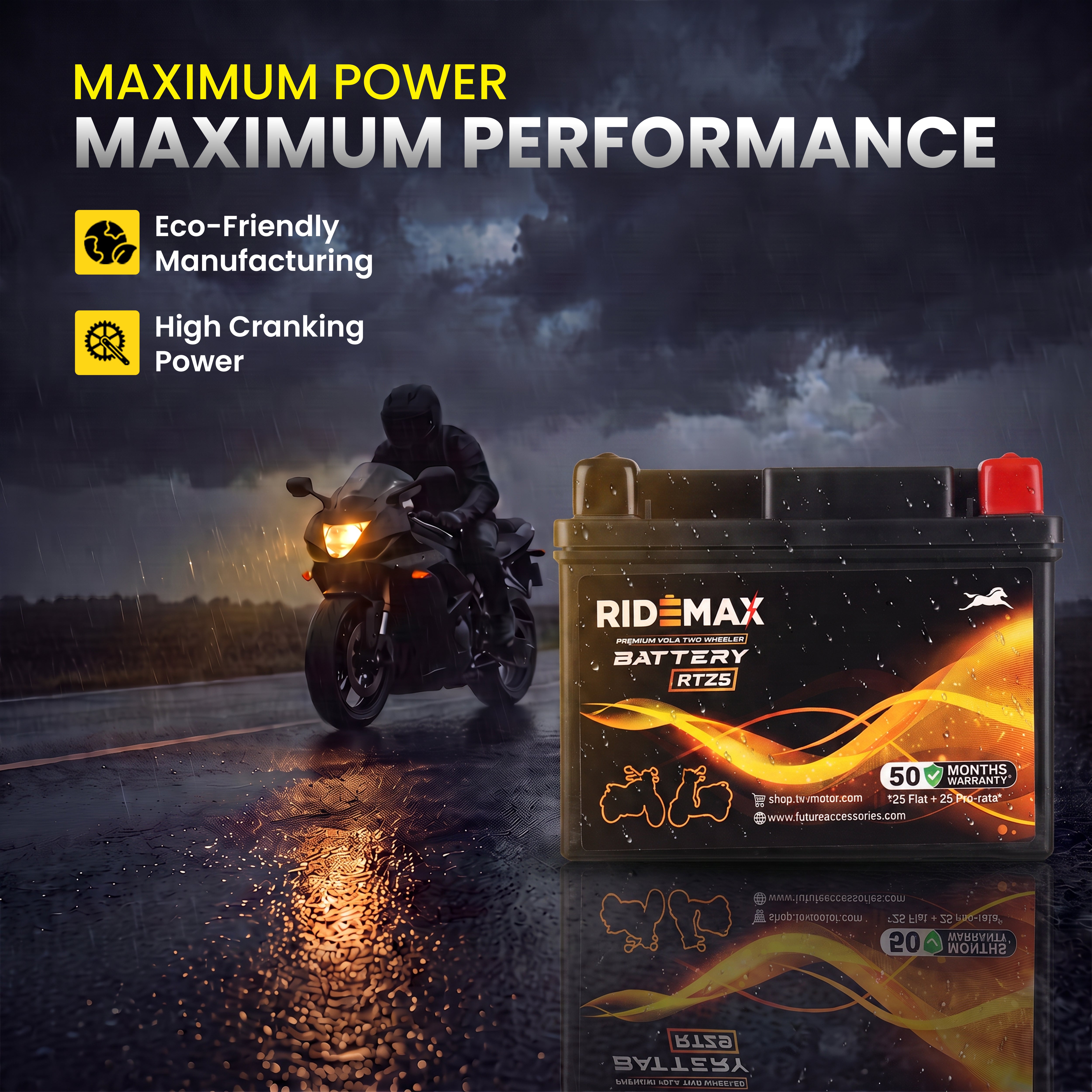 RideMax Premium VRLA 12 Volt Two Wheeler Battery RTZ5