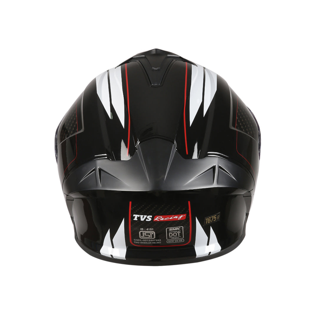 TVS Racing Hurricane Series Full Face Dual Visor Helmet for Men | Premium Bike Helmets with ABS Shell, UV Paint | Quick Release System | Aerodynamic Design | ECE, DOT & ISI Certified (White & Red)