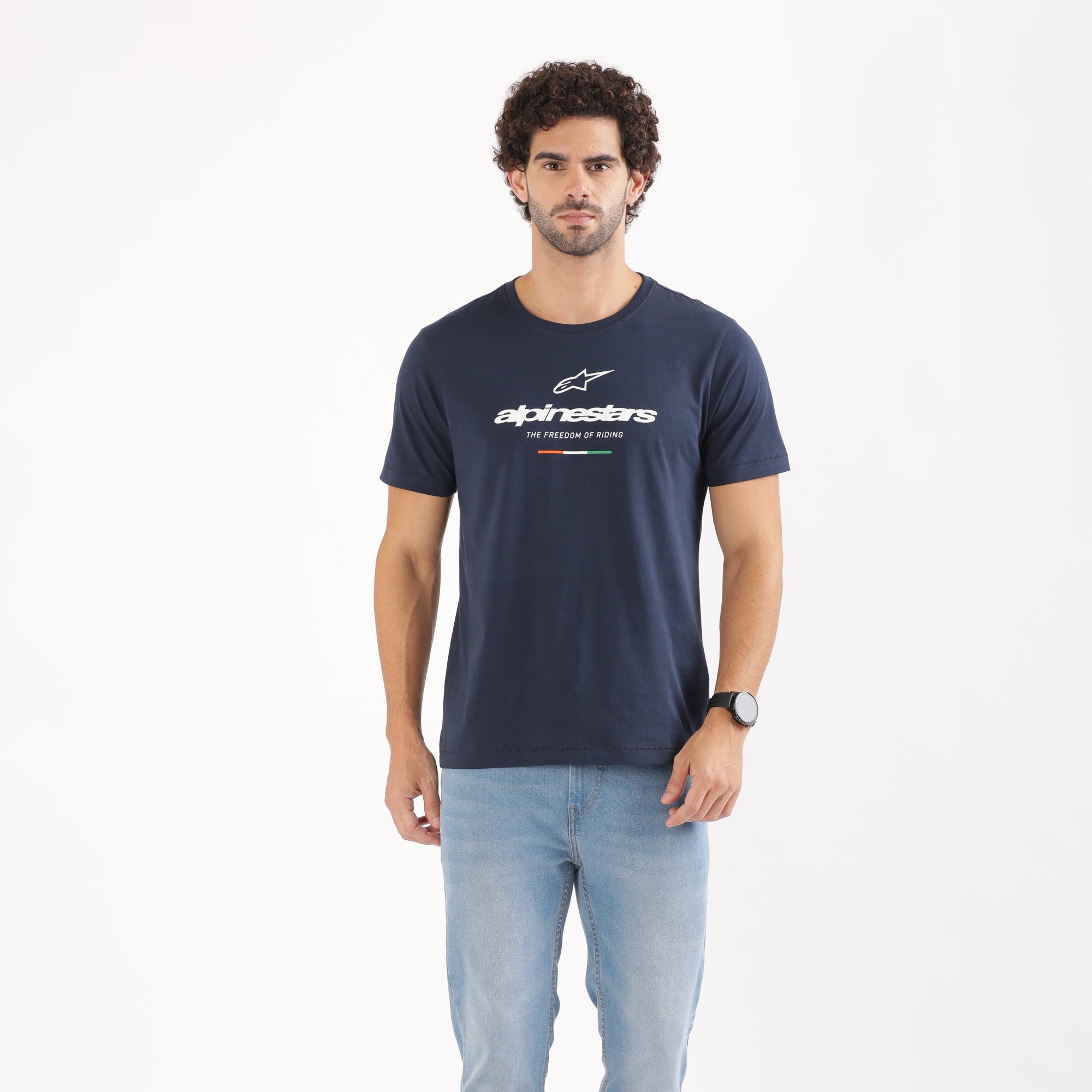 TVS Racing x Alpinestars Crew Neck T-Shirt-100% Soft Combed Cotton, Breathable & Anti-Microbial Fabric, Non-PVC Print, No-Chafe Skin-Friendly Comfort for Racing & Casual Everyday Wear