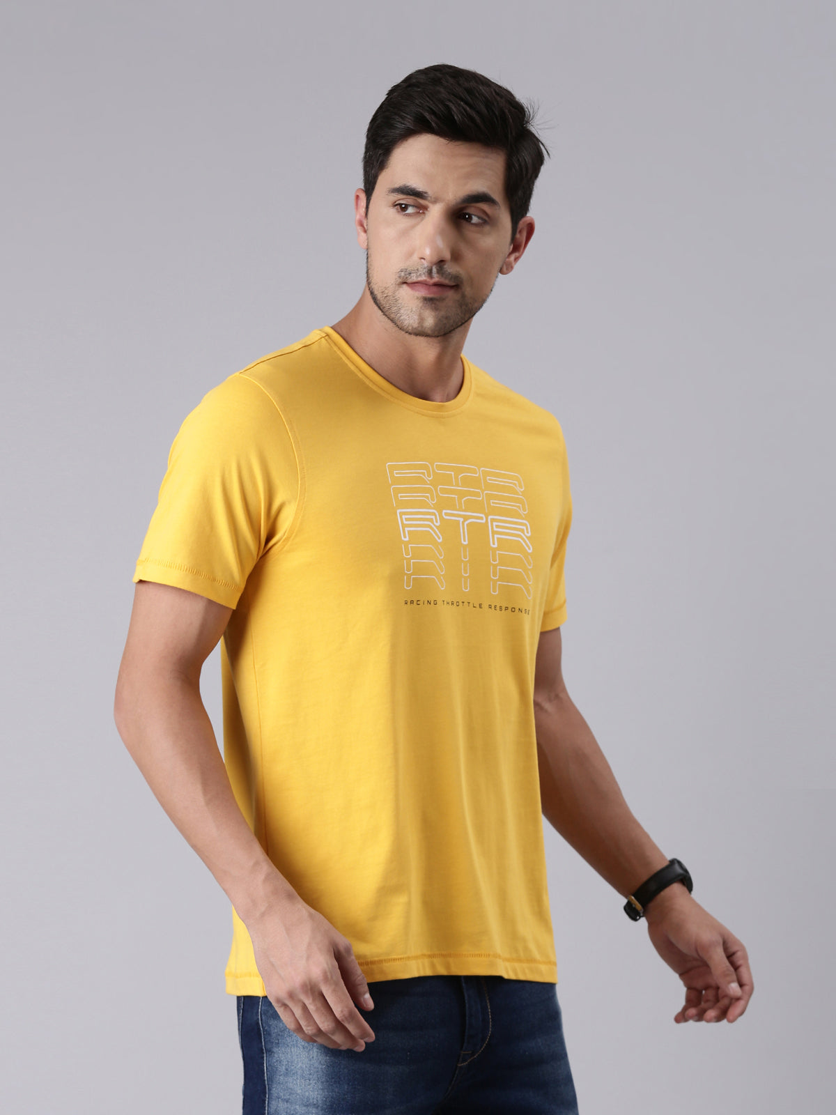 TVS Racing RTR Fury Yellow Crew neck T Shirt