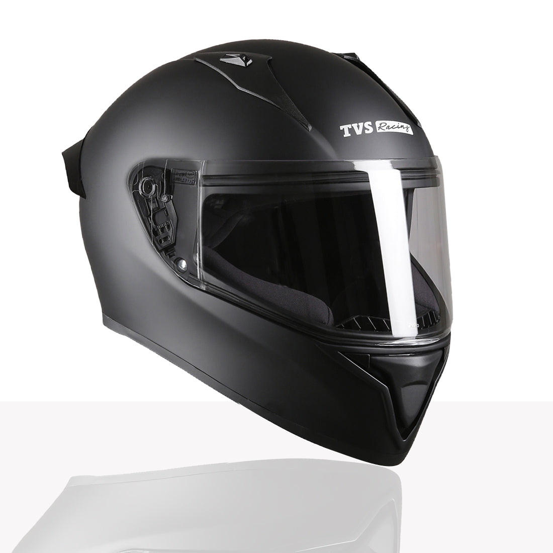 TVS Racing Titan Series Full Face Helmet for Men | Premium Bike Helmets with ABS Shell, UV Paint | Quick Release System | Aerodynamic Design | DOT & ISI Certified (Black)