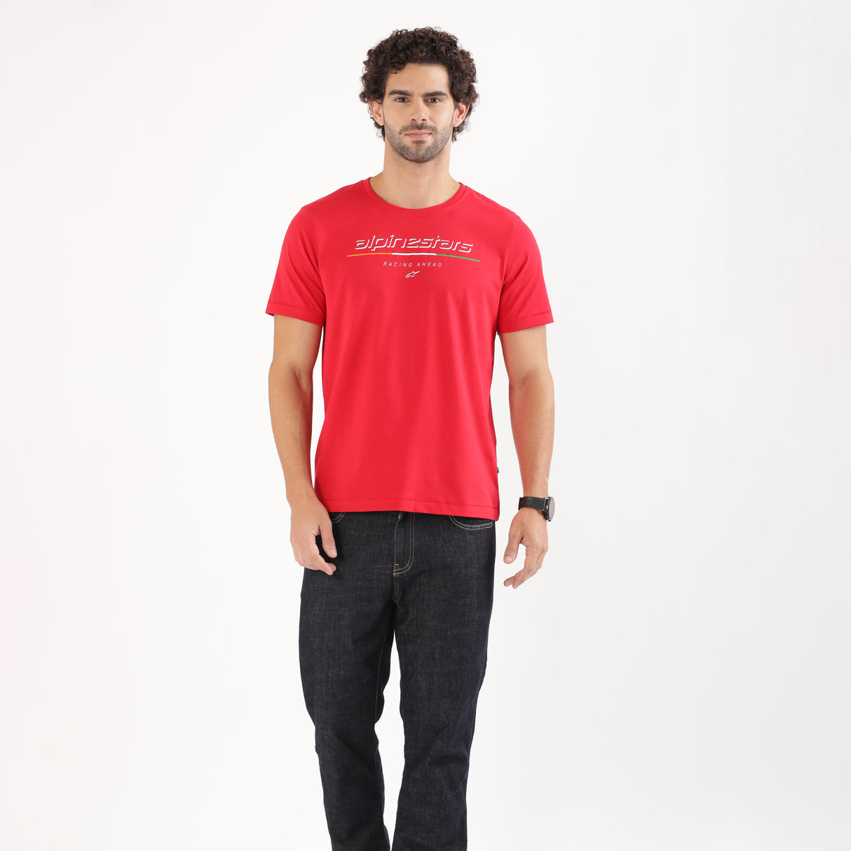 TVS Racing x Alpinestars Crew Neck T-Shirt-100% Soft Combed Cotton, Breathable & Anti-Microbial Fabric, Non-PVC Print, No-Chafe Skin-Friendly Comfort for Racing & Casual Everyday Wear