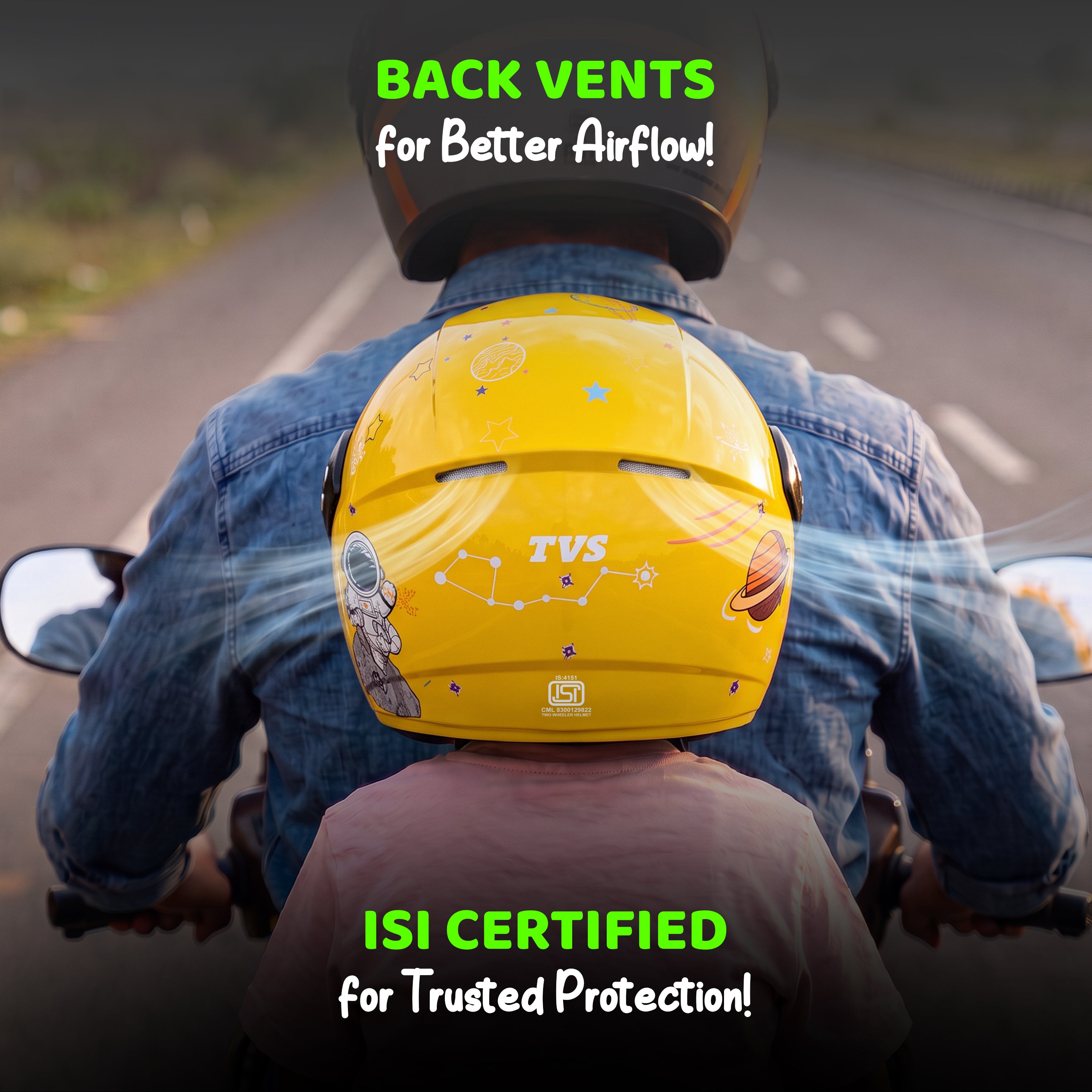 TVS Astro Kids Open Face Helmet – Lightweight, ISI Certified, Comfortable & Durable Helmet for Kids