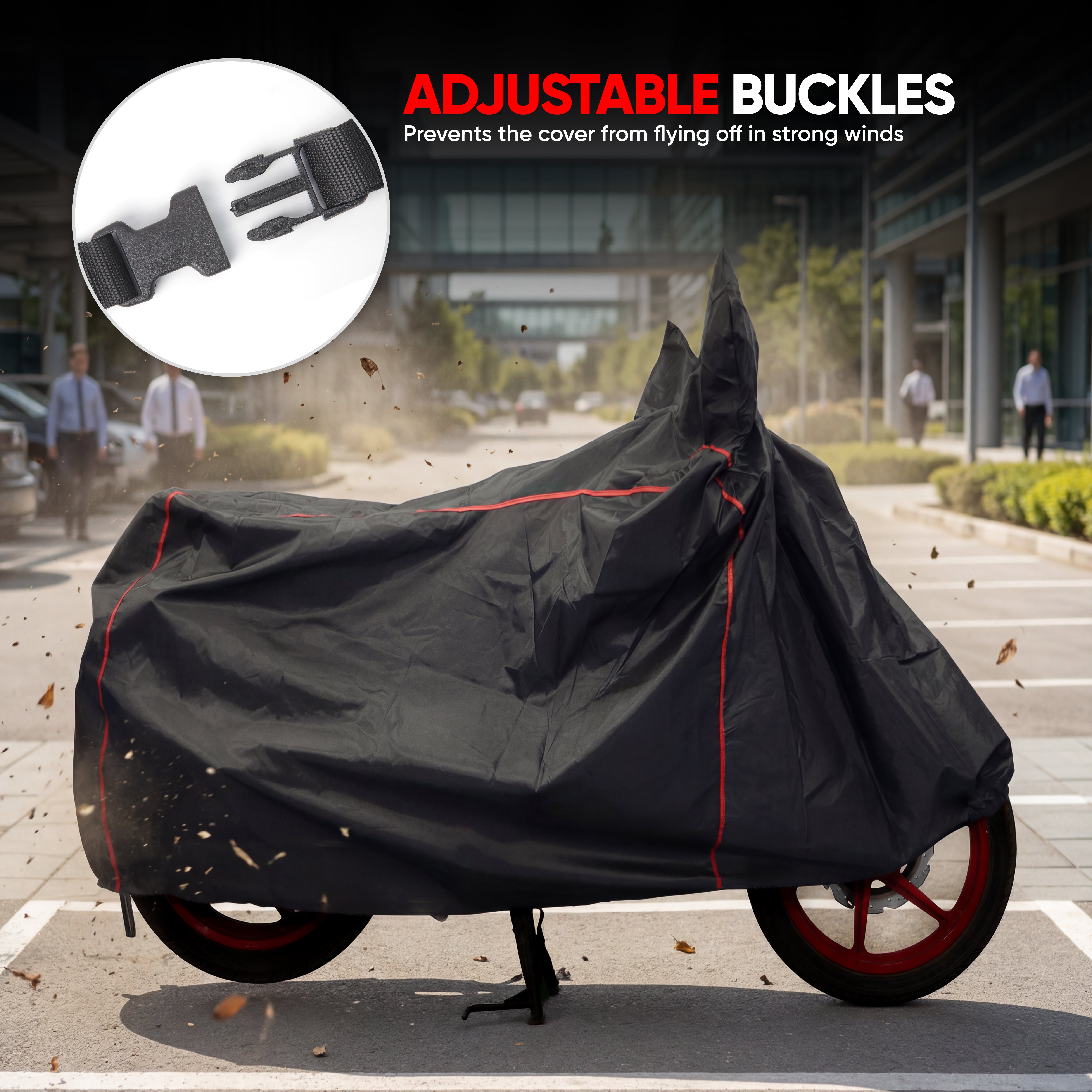 TVS Premium Universal Bike Cover – UV & Water Resistant, Dustproof, All-Weather Protection with Soft Fabric, Elastic Hem & Windproof Buckles