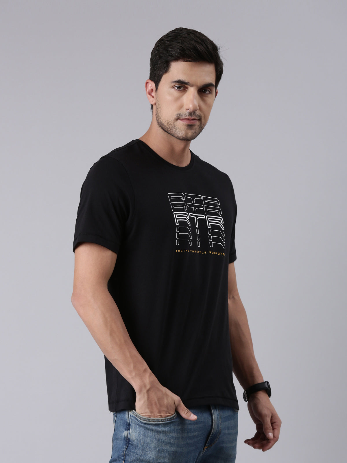 TVS Racing Arsenal Black RTR Crew neck T Shirt Online at Best Prices ...