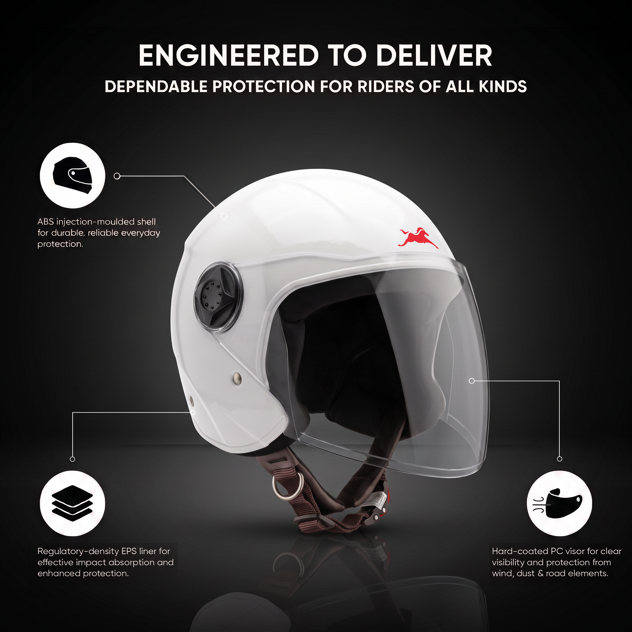 TVS iQube Open Face Helmet | ISI Certified, Lightweight & Comfortable Design