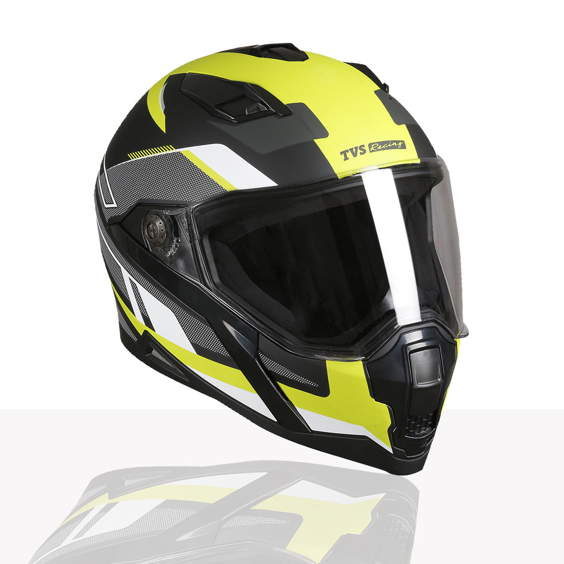 TVS Racing Anti Matter Full Face Helmet for Bike & Motorcycle Riders-DOT & ISI Certified-Lightweight ABS Shell, UV Resistant-Ventilated Comfort Liner, Quick-Release Visor & Chin Strap