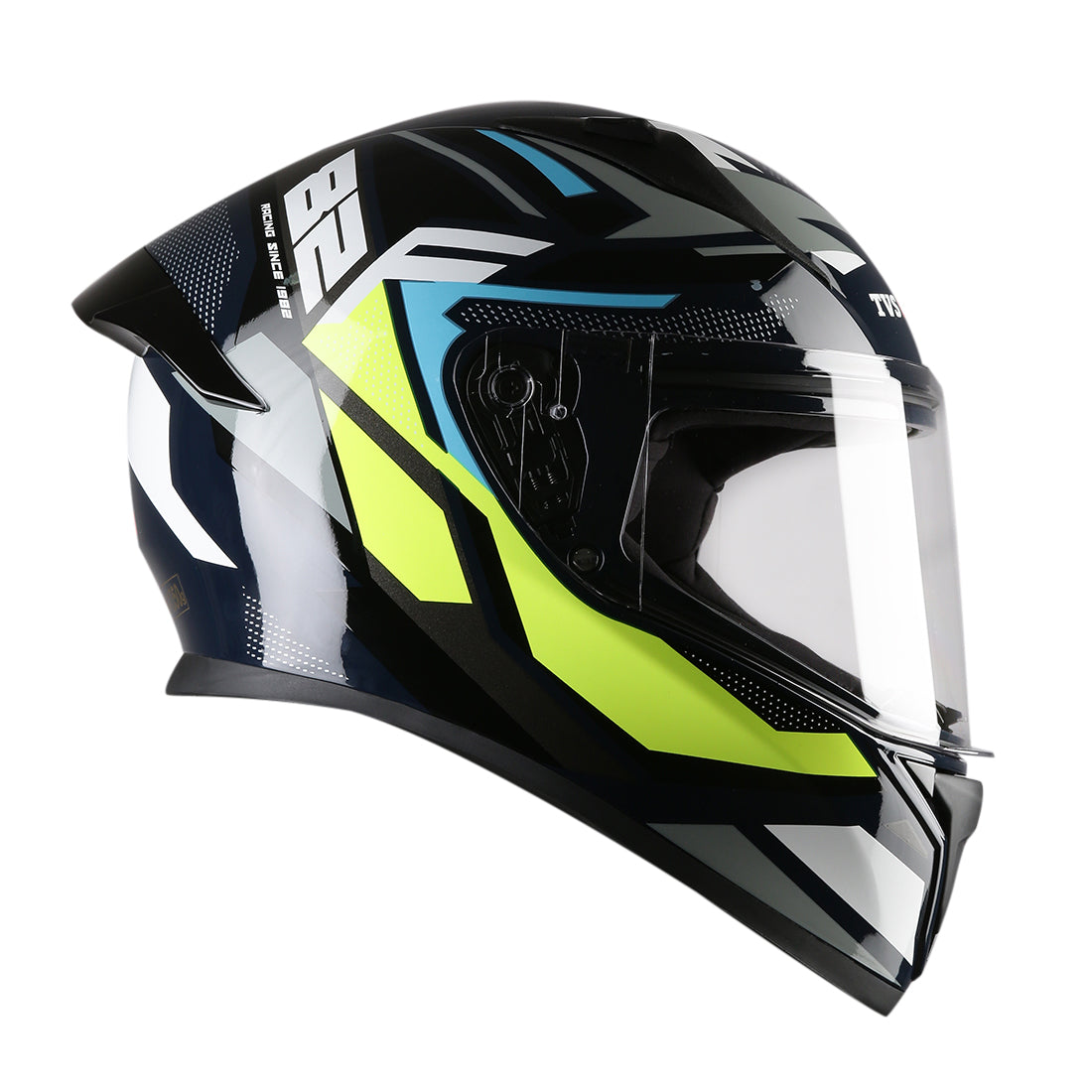 TVS Racing Titan Series Full Face Helmet for Men | Premium Bike Helmets with ABS Shell, UV Paint | Quick Release System | Aerodynamic Design | DOT & ISI Certified (Black)