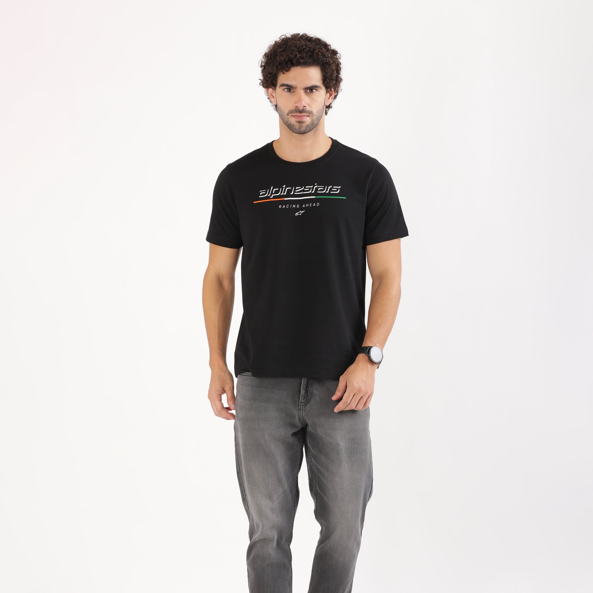 TVS Racing x Alpinestars Crew Neck T-Shirt-100% Soft Combed Cotton, Breathable & Anti-Microbial Fabric, Non-PVC Print, No-Chafe Skin-Friendly Comfort for Racing & Casual Everyday Wear