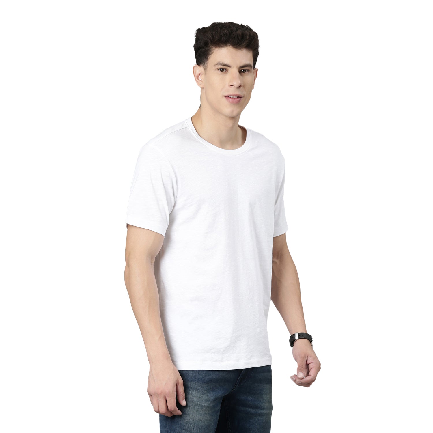 TVSR CREW NECK SOLID SLUB TEE White