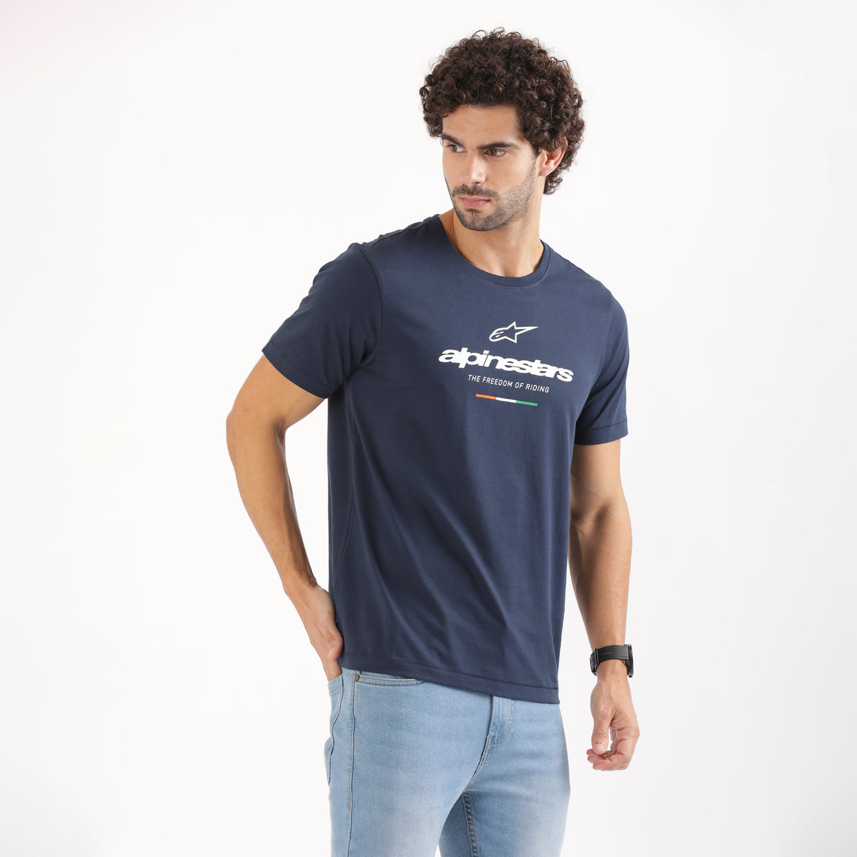 TVS Racing x Alpinestars Crew Neck T-Shirt-100% Soft Combed Cotton, Breathable & Anti-Microbial Fabric, Non-PVC Print, No-Chafe Skin-Friendly Comfort for Racing & Casual Everyday Wear