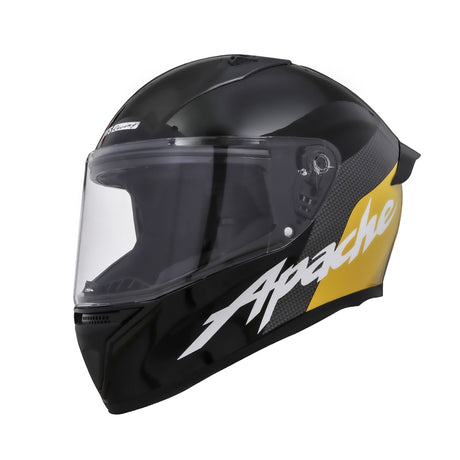 TVS Apache Full Face Helmet - Color: Black, Yellow Strip