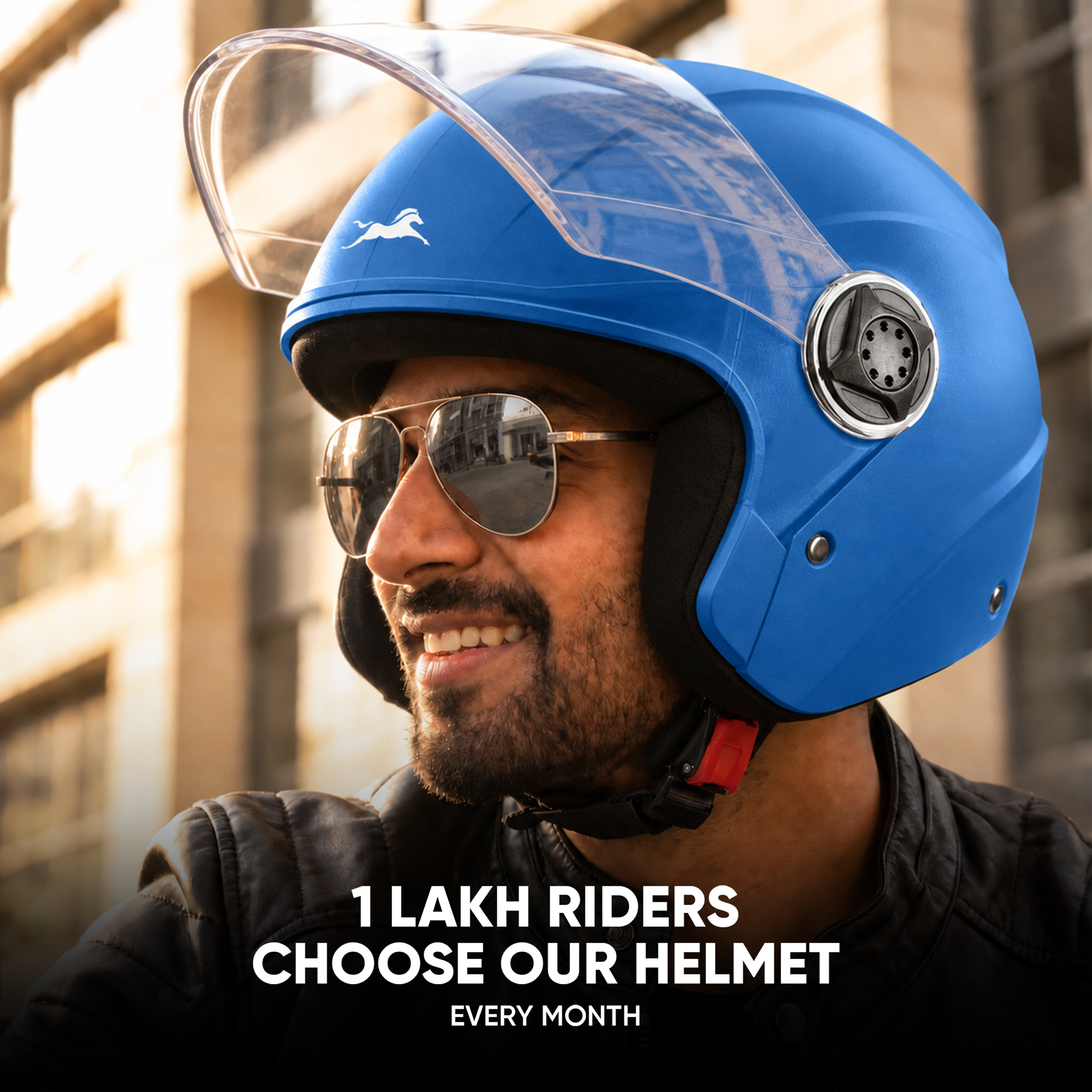 TVS Fit Open Face Long Visor Unisex Helmet | ISI Certified, Matte Finish and Light Weight Available in Multiple Colors