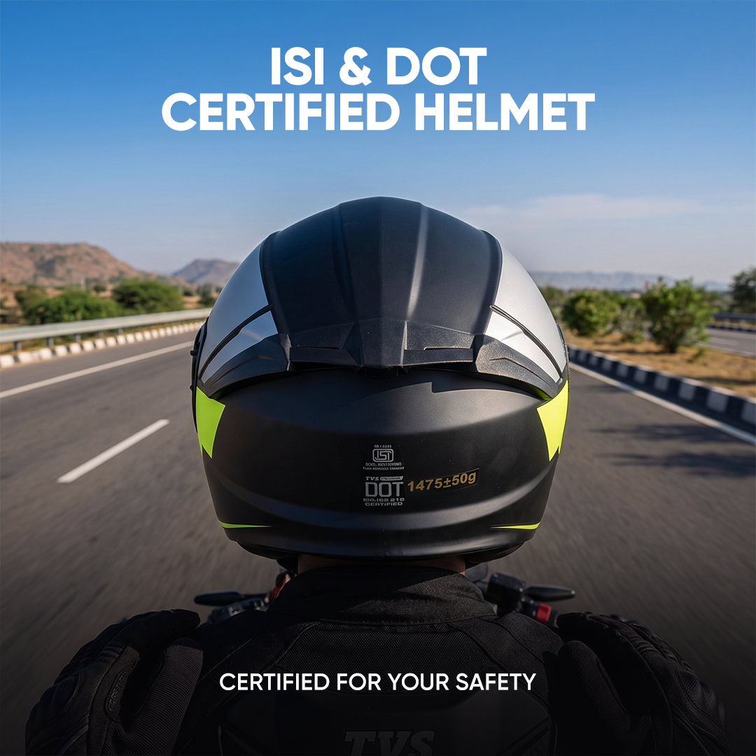 TVS Racing SuperPose Smoked Dual Visor Flip Up Modular Helmet for Men and Women, ISI DOT Certified, ABS Shell, Quick Release Visor, Lightweight, Ventilated, Open Face to Full Face